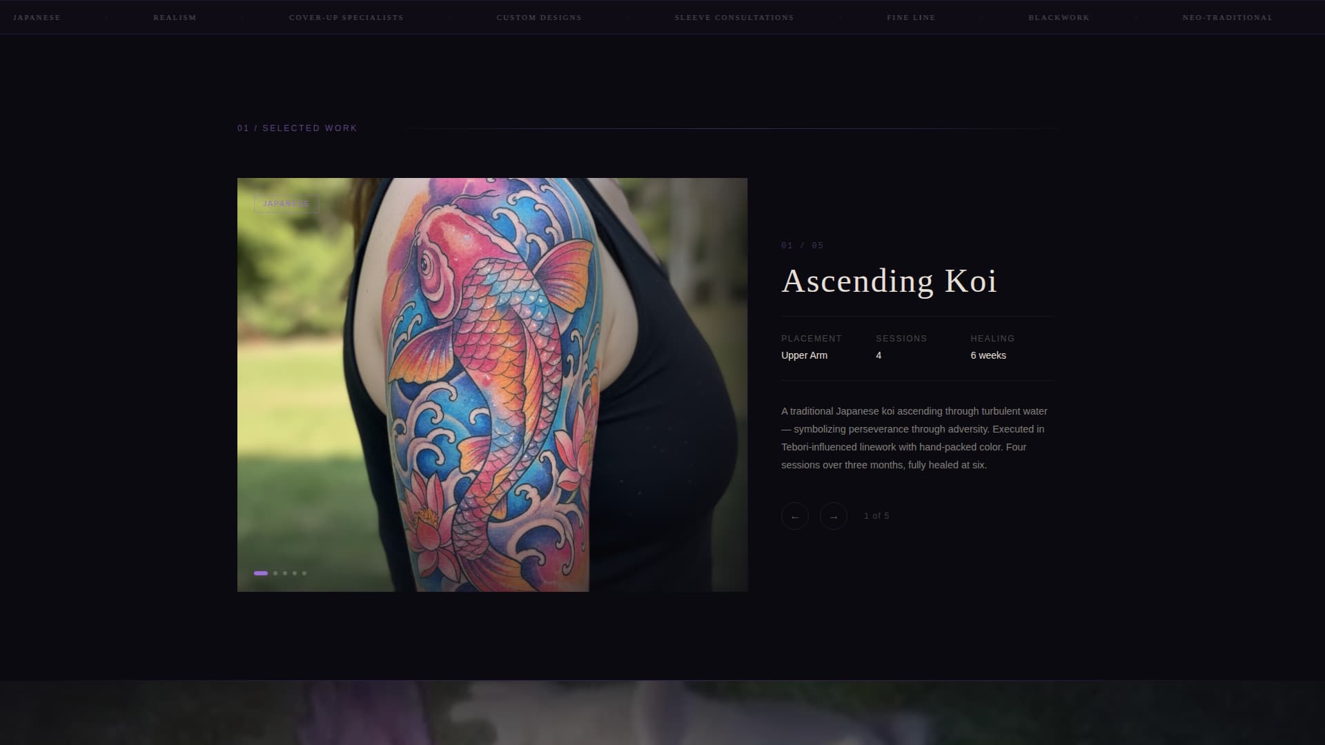 Ink - Immersive Tattooartist Landing Page Template