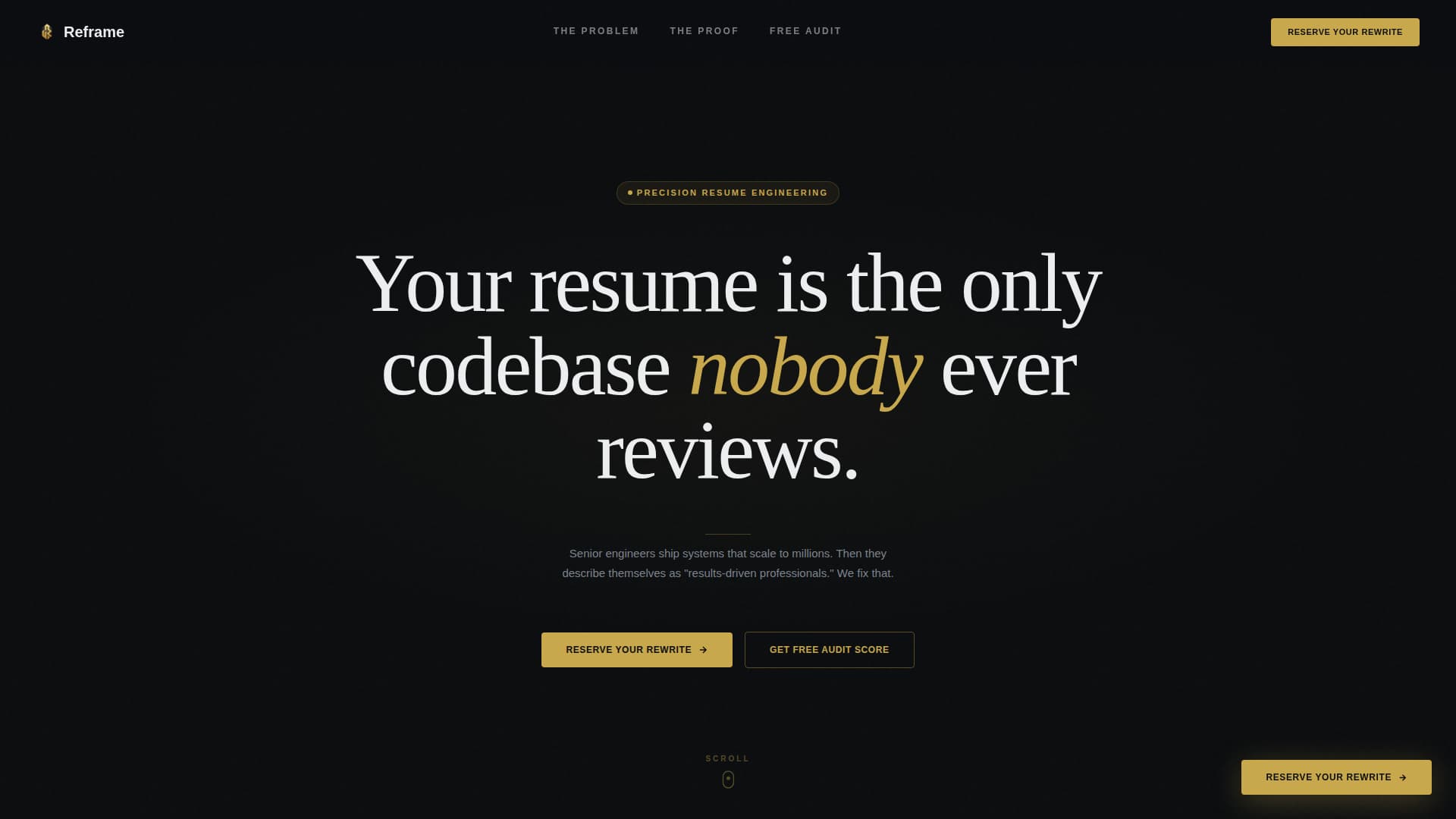 Reframe - Precision Techresume Landing Page Template