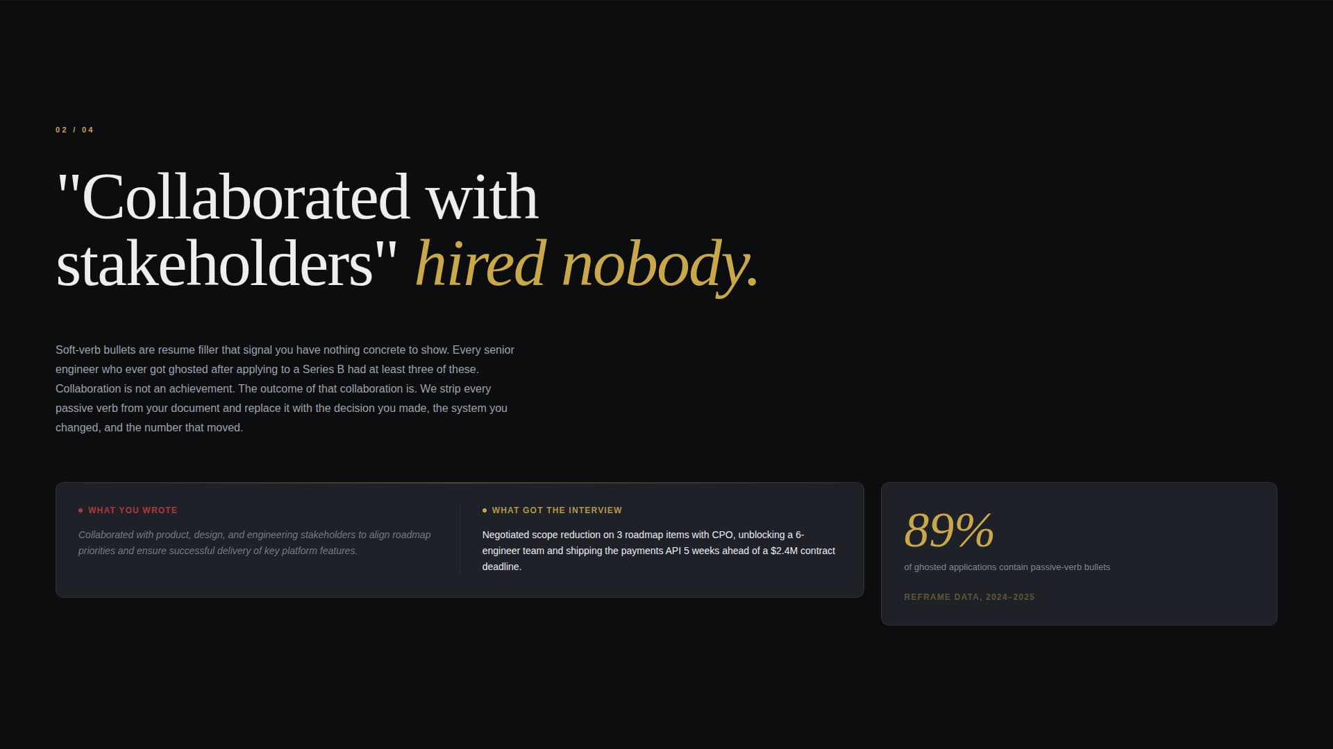 Reframe - Precision Techresume Landing Page Template