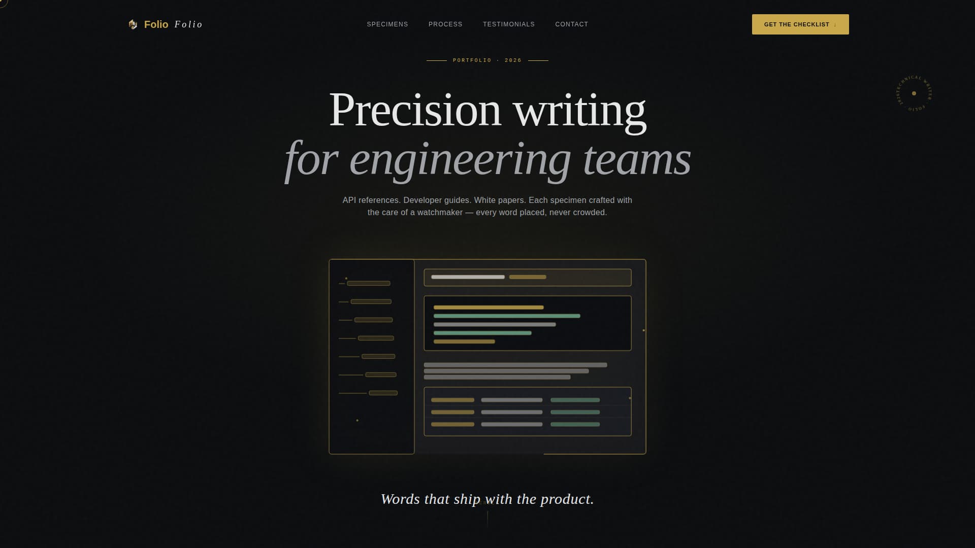 Folio - Precision Technicalwriter Landing Page Template