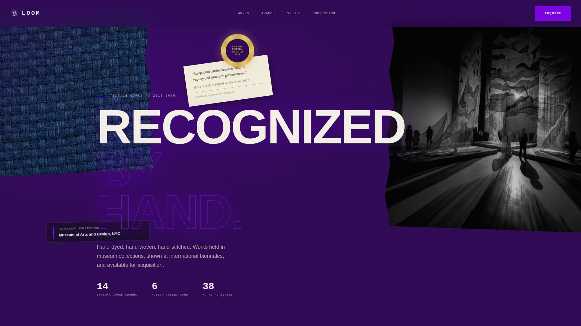 Loom - Awardwinning Textileartist Landing Page Template