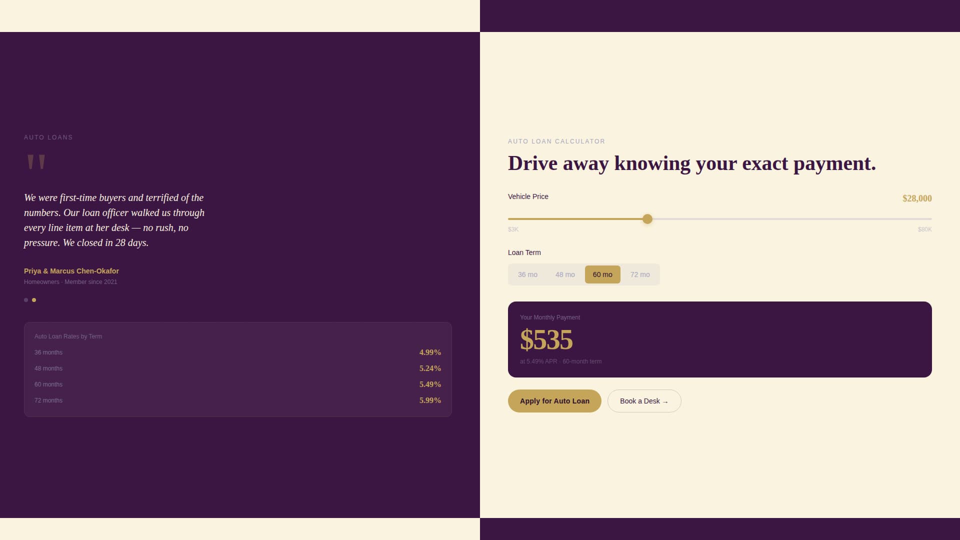 Credit Union & Cooperative Cost Calculator Website Template