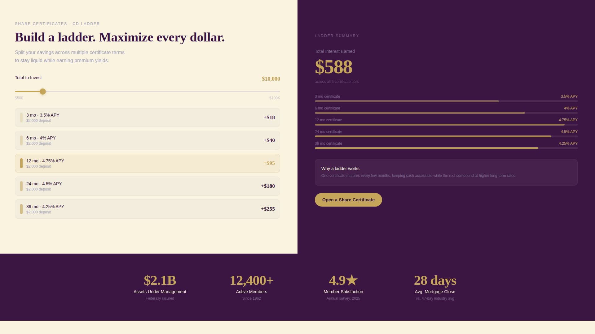 Credit Union & Cooperative Cost Calculator Website Template