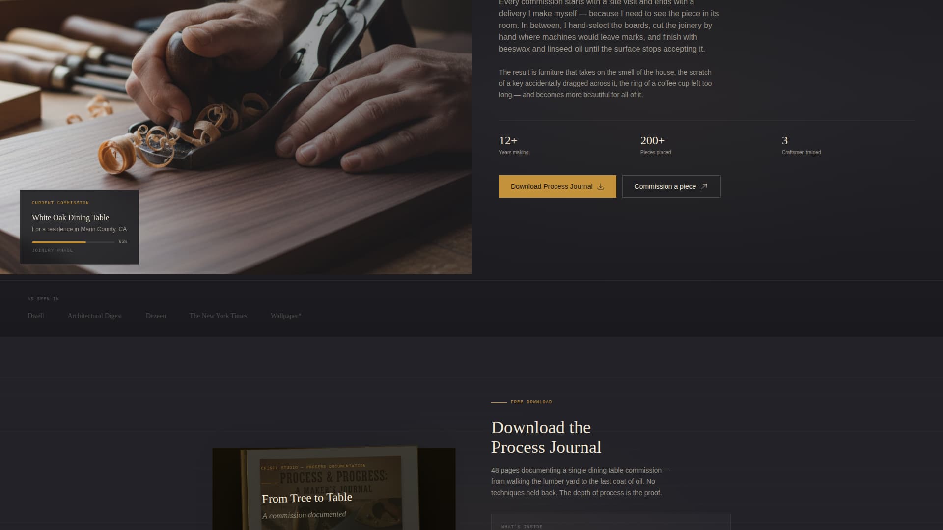 Chisel - Artisan Woodworker Landing Page Template