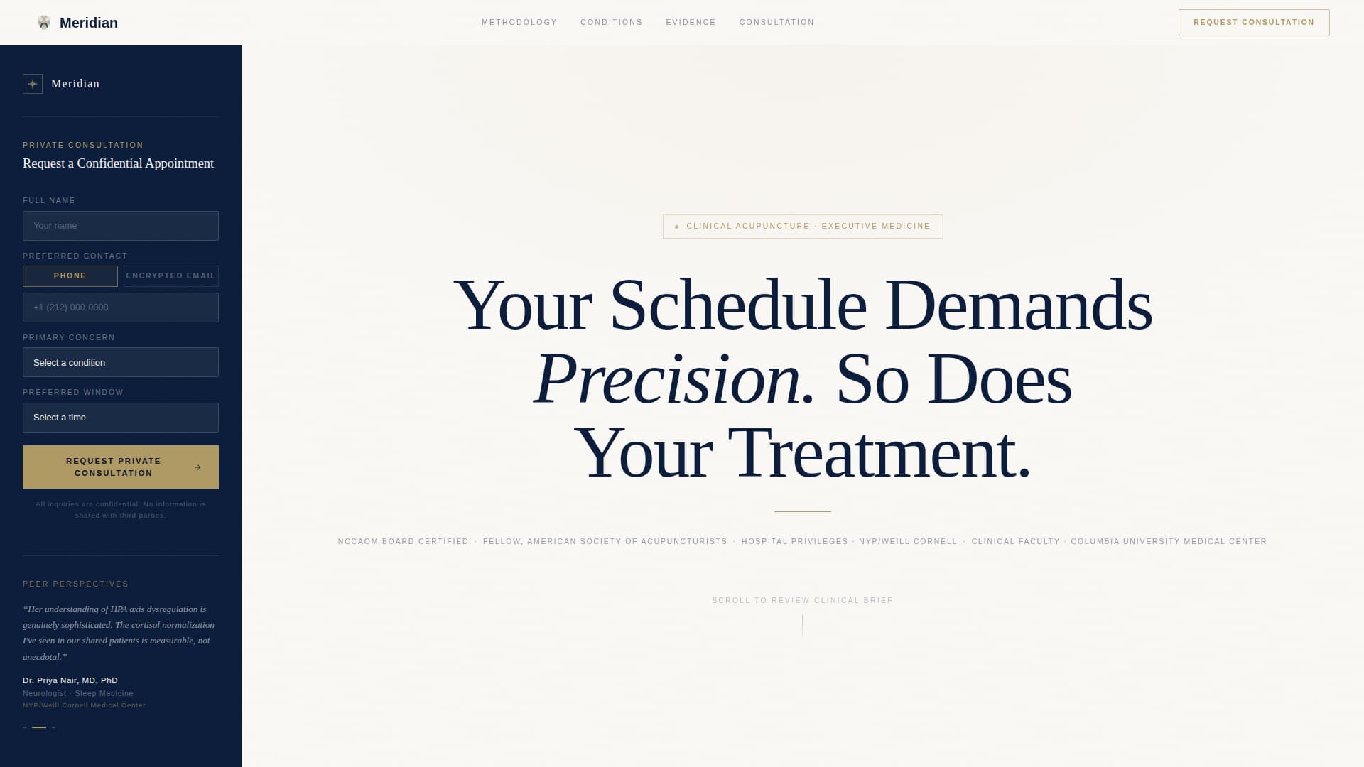 Meridian - Elite Acupuncturist Landing Page Template