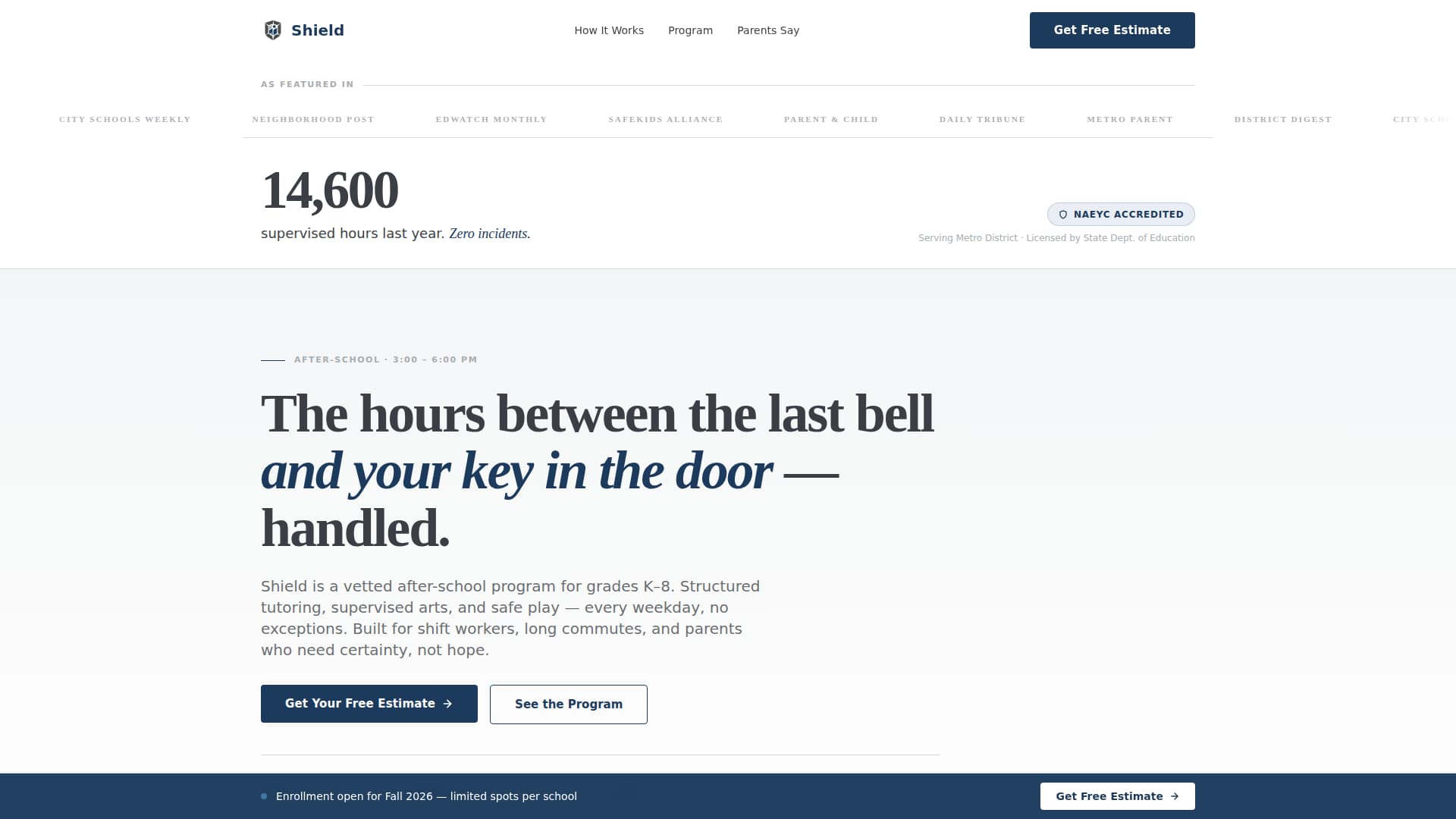 Shield - Trusted Afterschool Landing Page Template