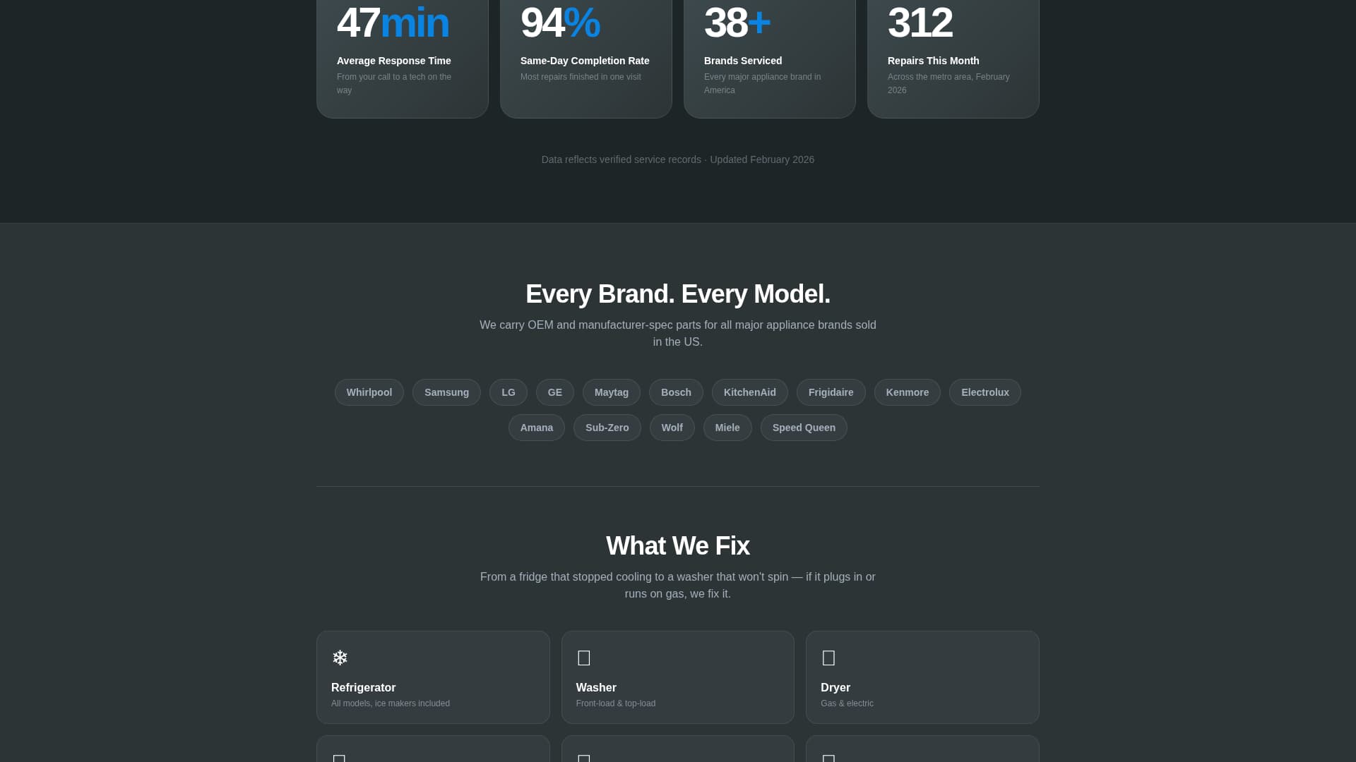 Dispatch - Reliable Appliance Landing Page Template