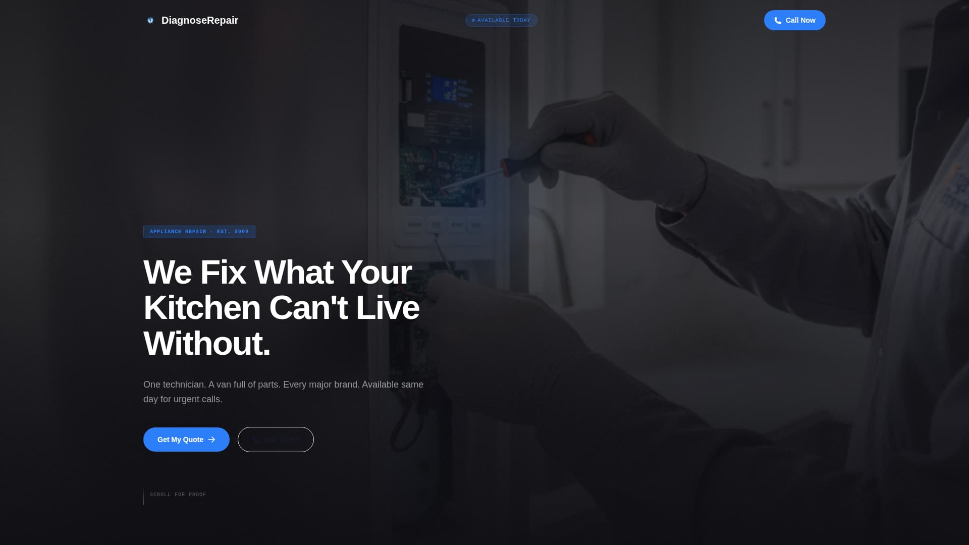 Diagnose - Authoritative Appliancetechnician Landing Page Template