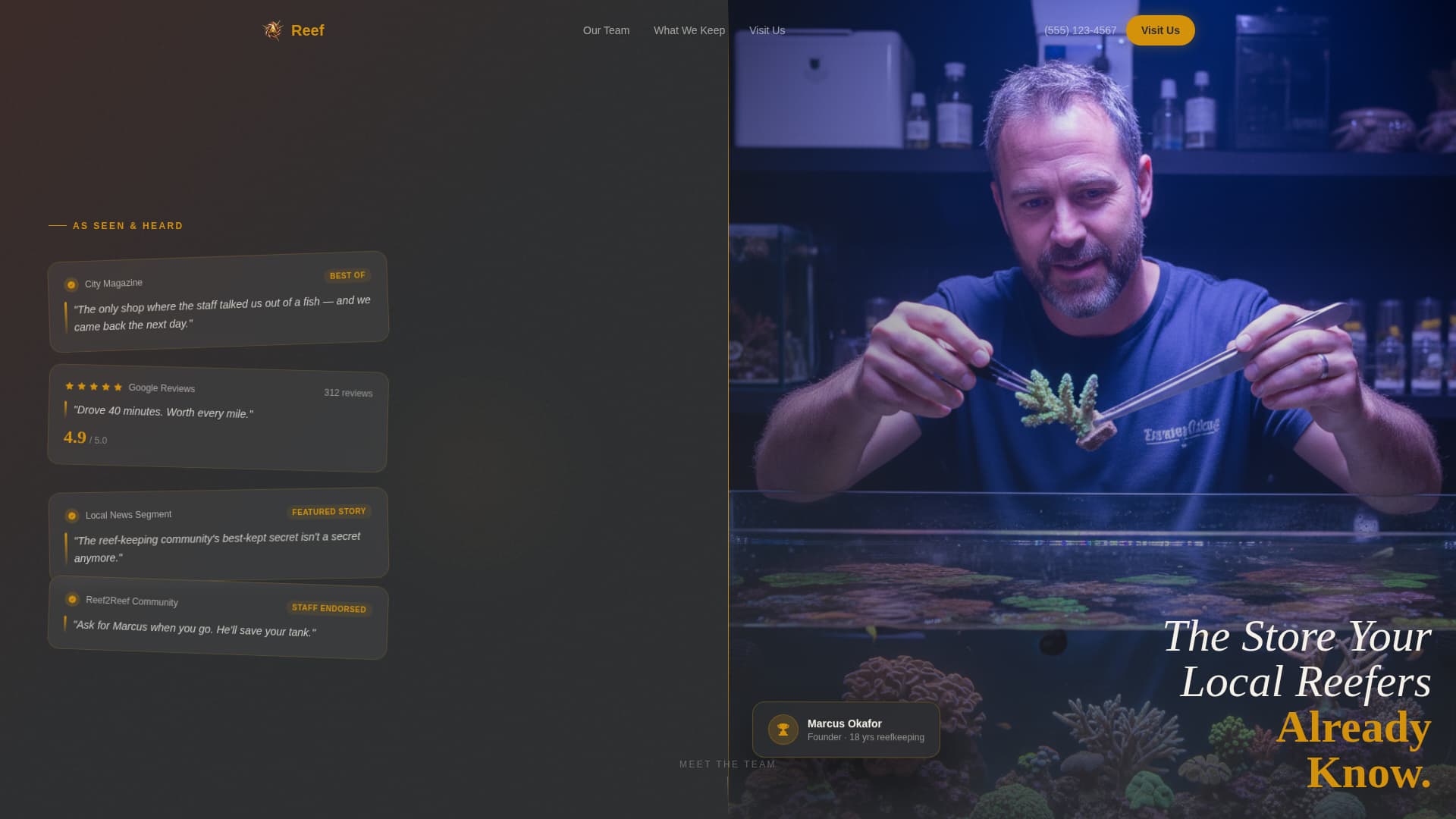 Reef - Trusted Aquariumstore Landing Page Template