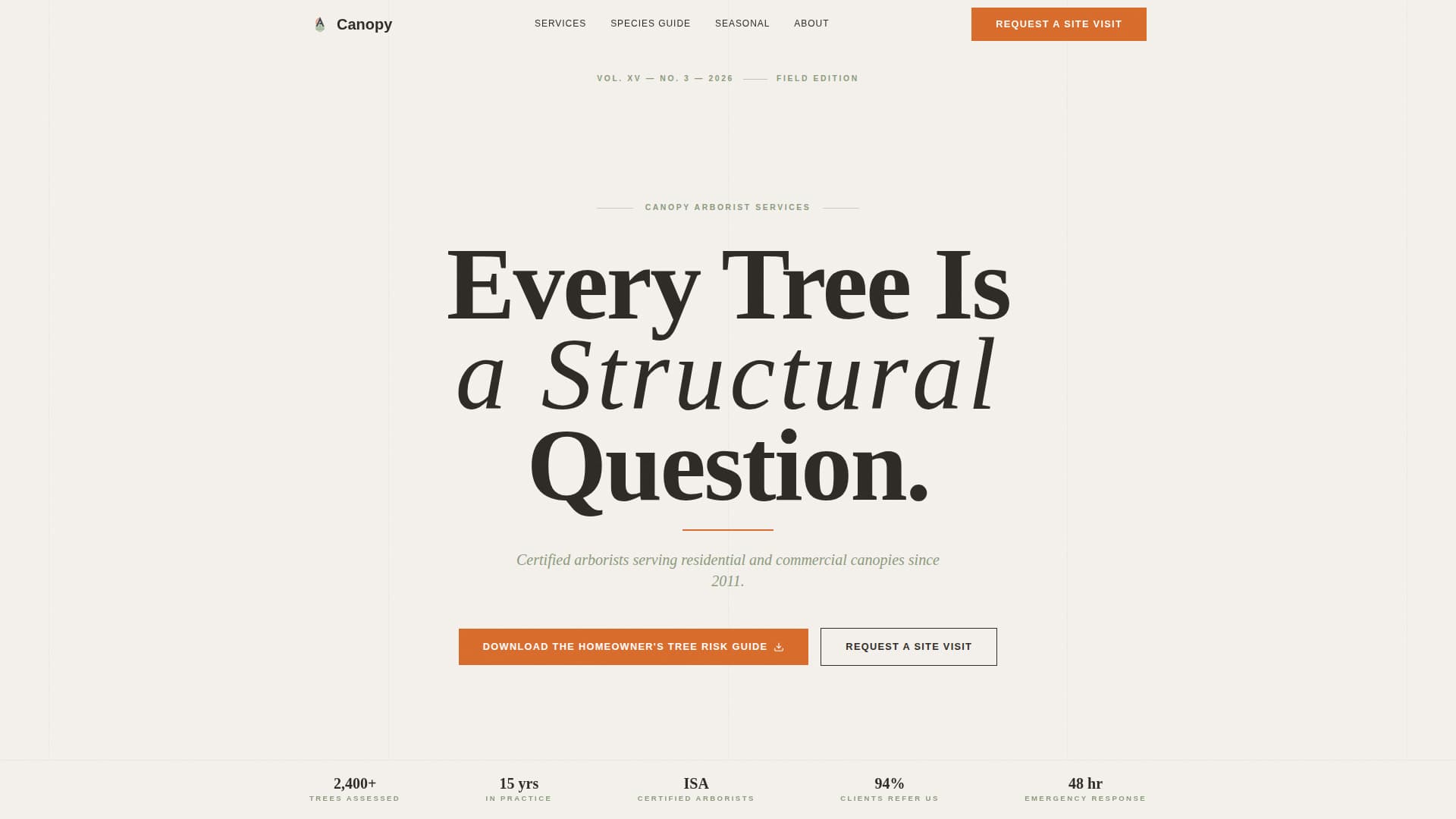 Canopy - Authoritative Arborist Landing Page Template