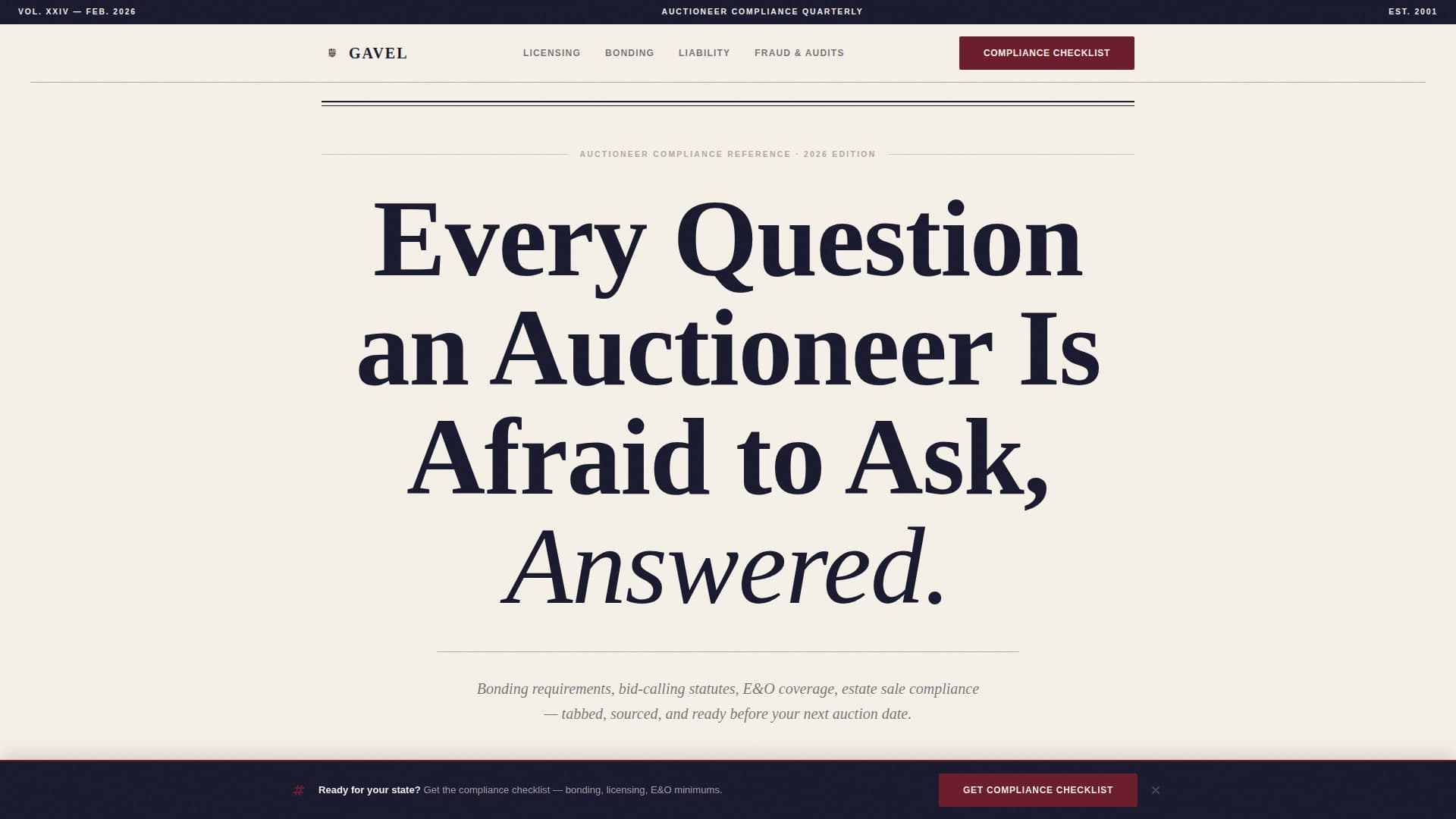 Gavel - Authoritative Auctioneer Landing Page Template
