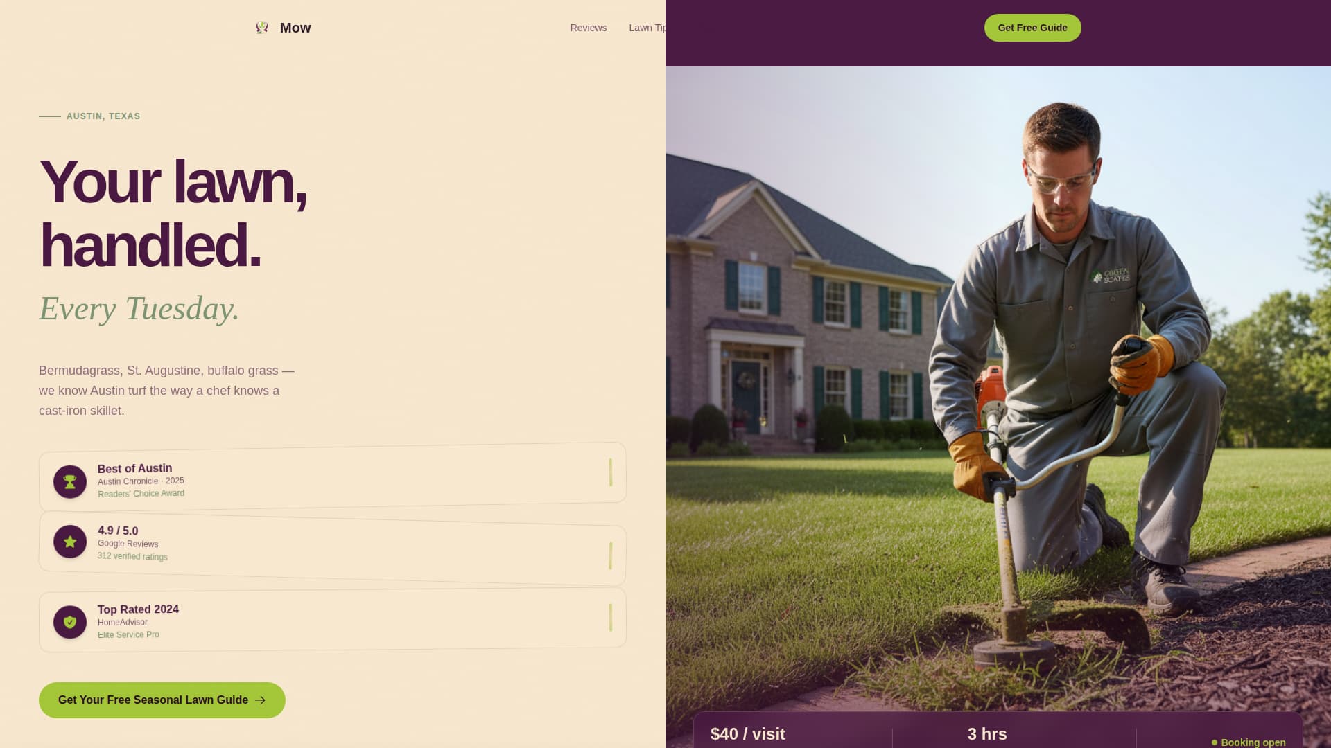 Mow - Awardwinning Lawncare Landing Page Template