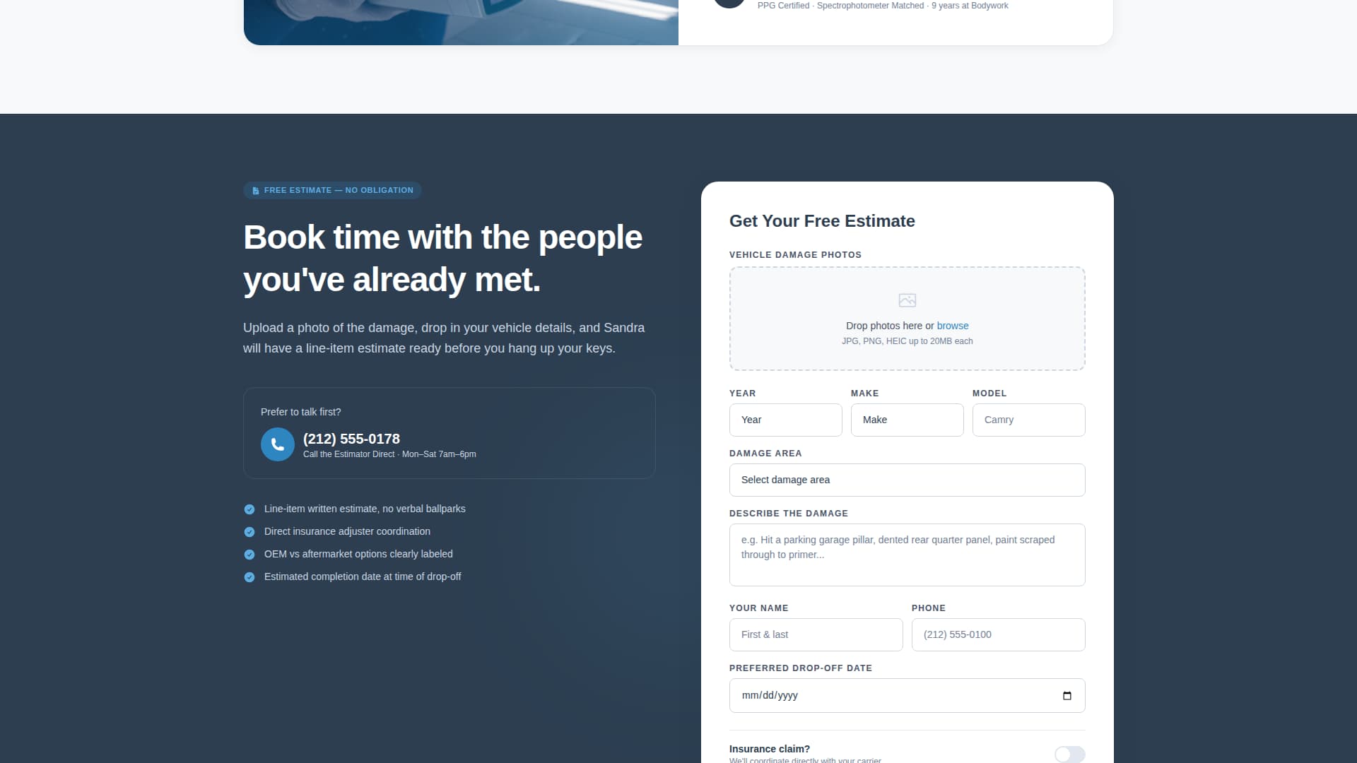 Bodywork - Precision Autobody Landing Page Template
