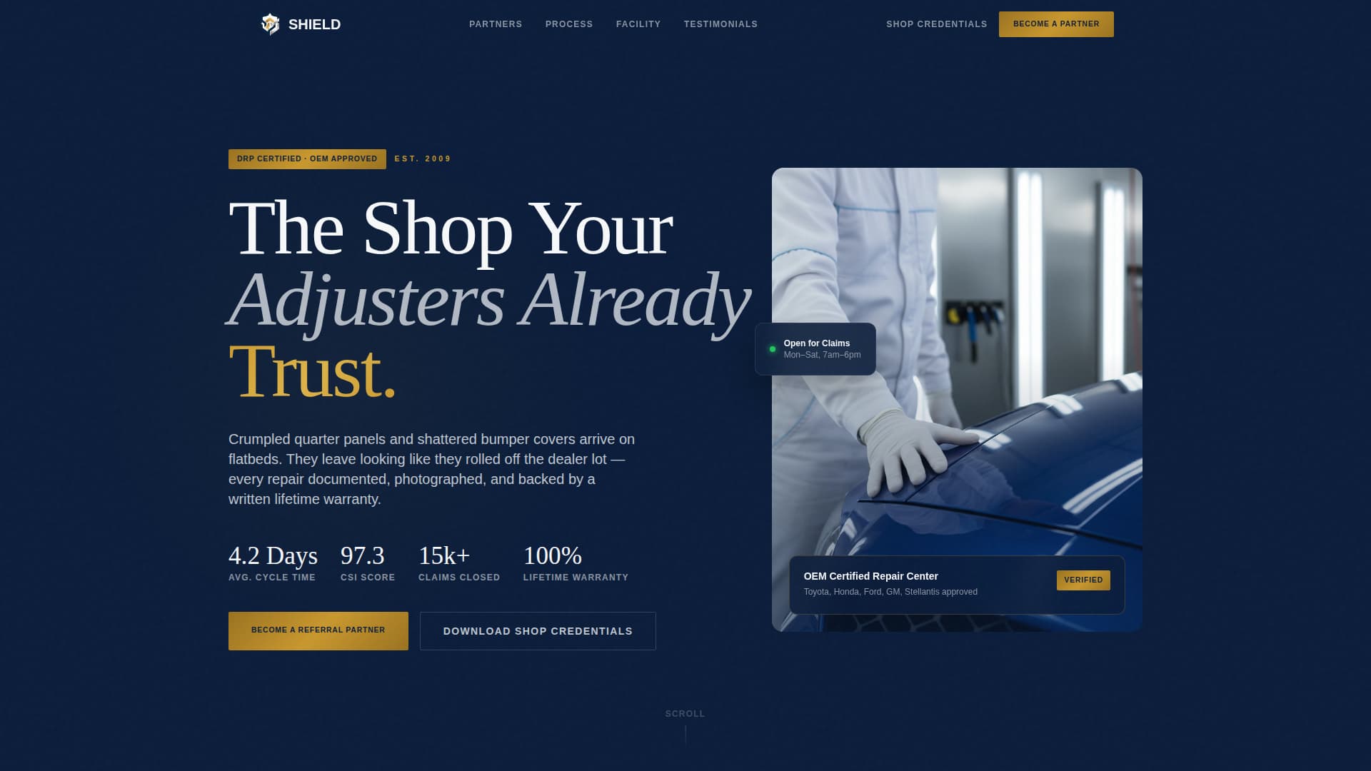 Shield - Trusted Collision Landing Page Template