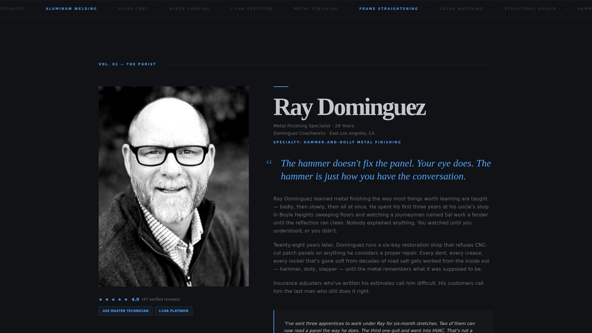 Bodywork - Authoritative Technician Landing Page Template