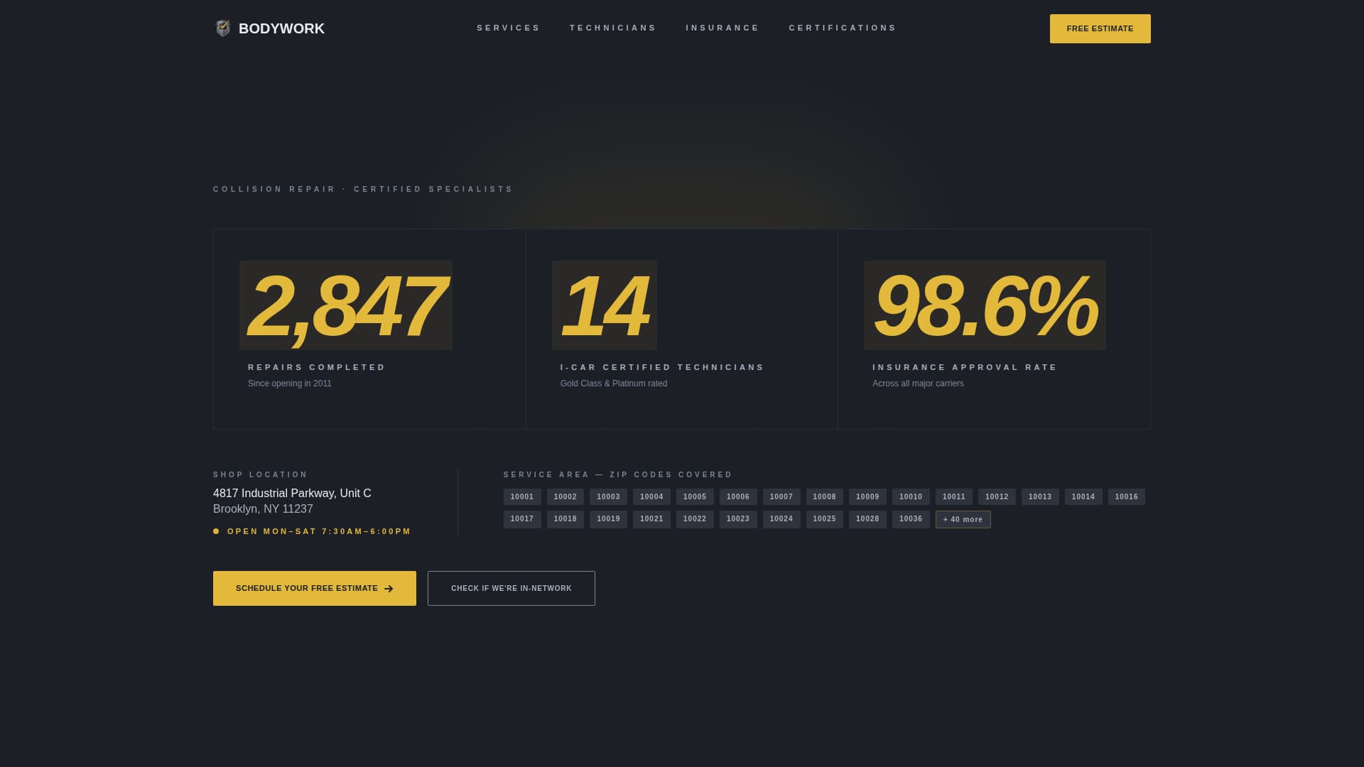 Bodywork - Trusted Autobody Landing Page Template