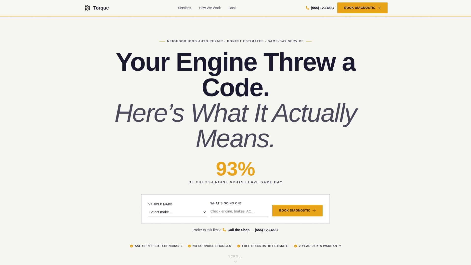 Precision — Licensed Auto Repair Landing Page Template