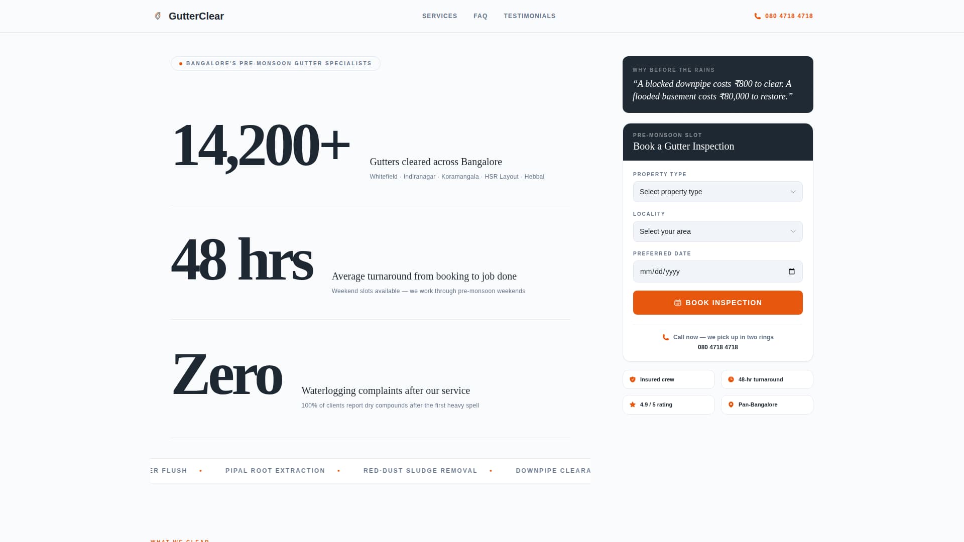 Monsoon - Editorial Guttercleaning Landing Page Template