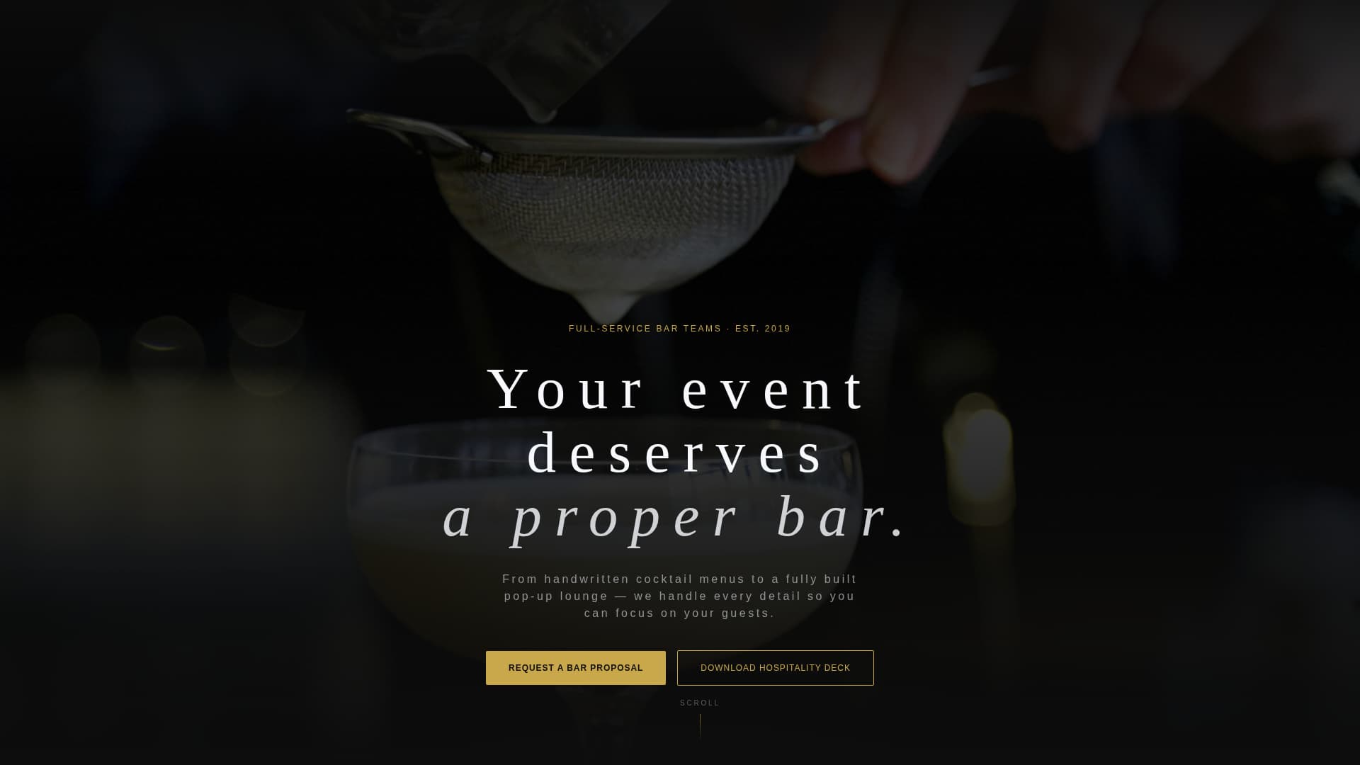 Pour - Elite Bartender Landing Page Template