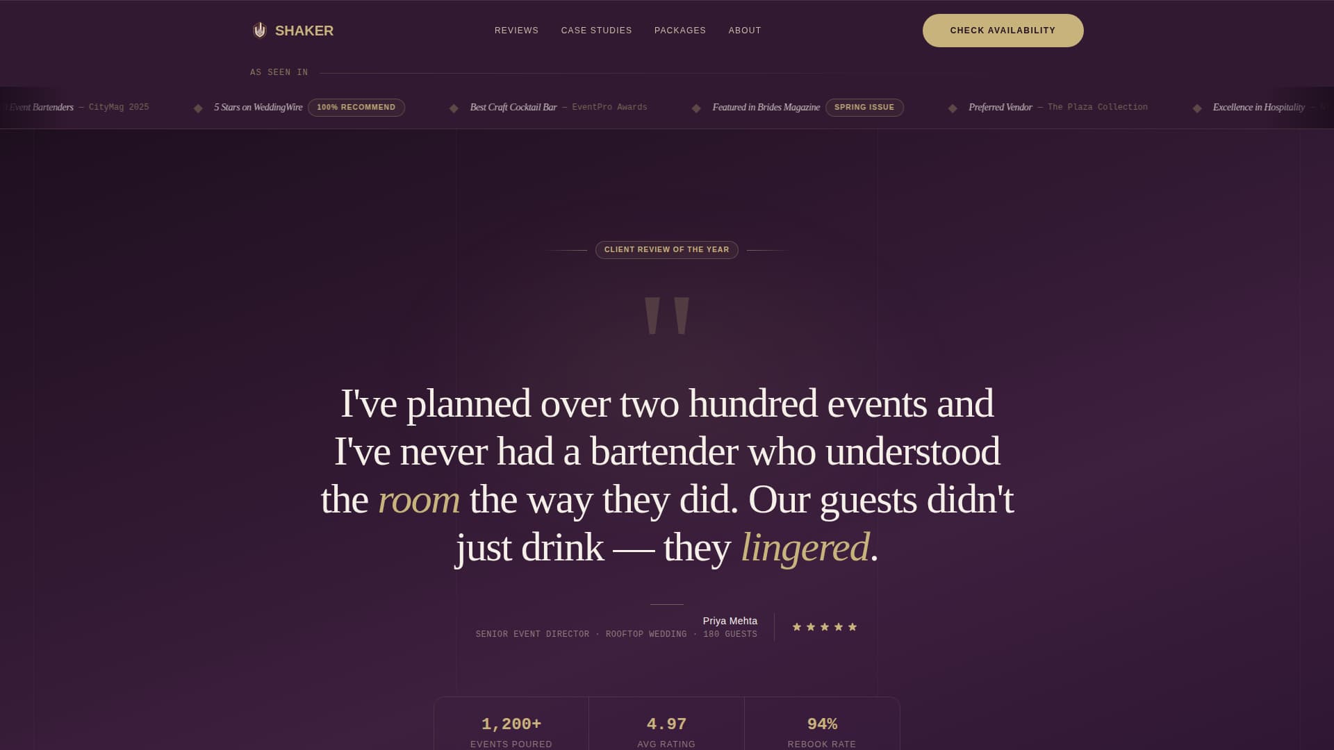 Shaker - Compelling Bartender Landing Page Template