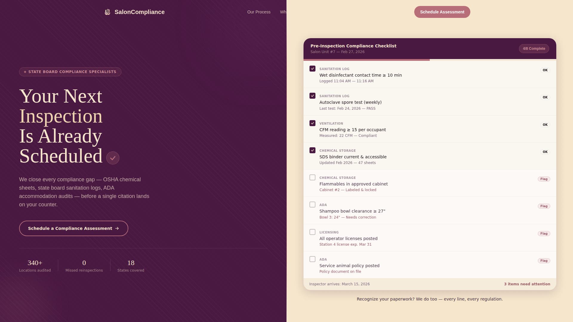 Comply - Authoritative Saloncompliance Landing Page Template
