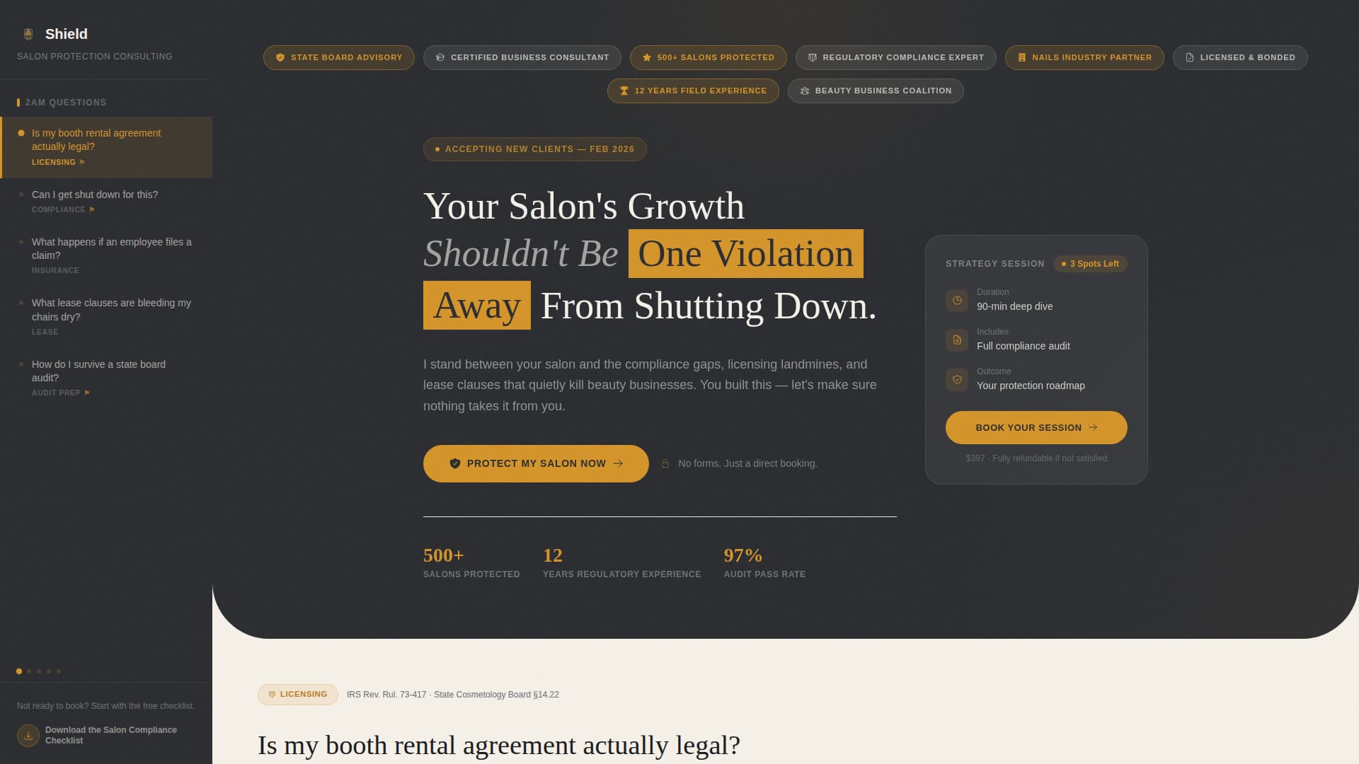 Shield - Authoritative Salonconsulting Landing Page Template