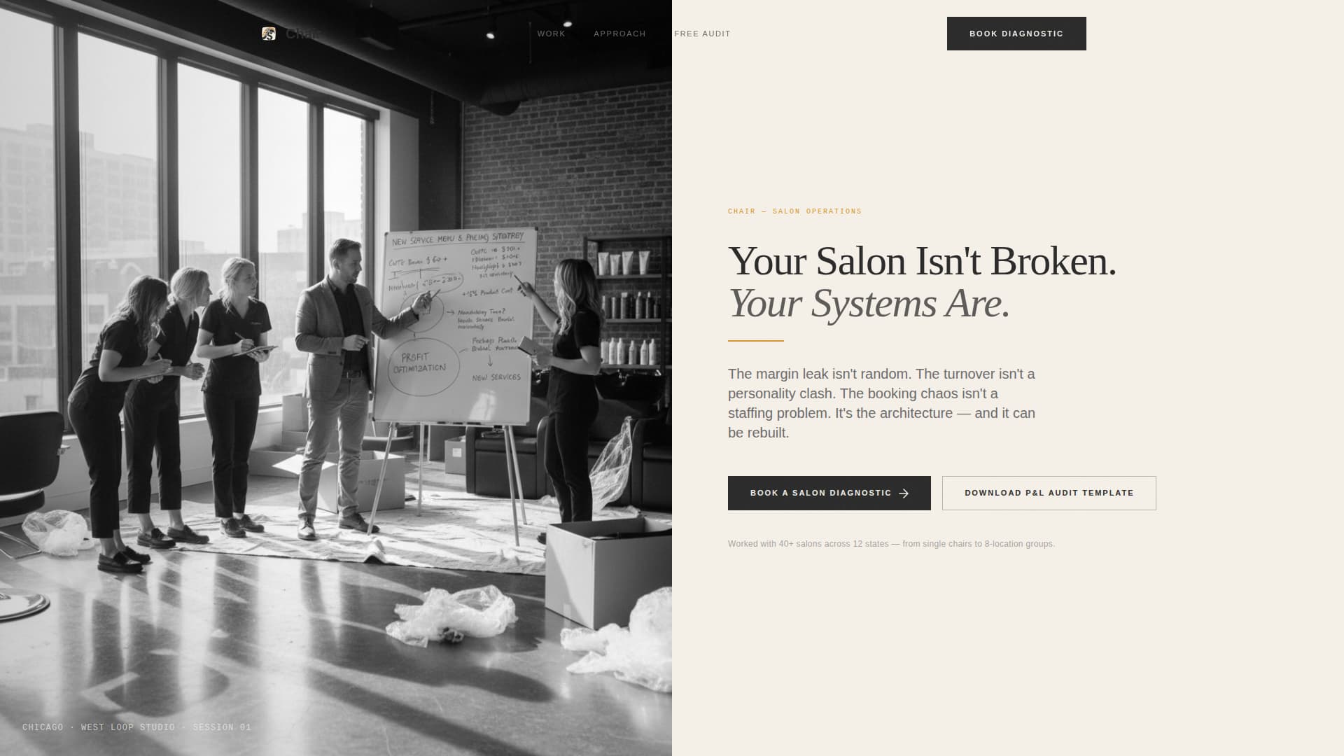 Chair - Editorial Salon Landing Page Template