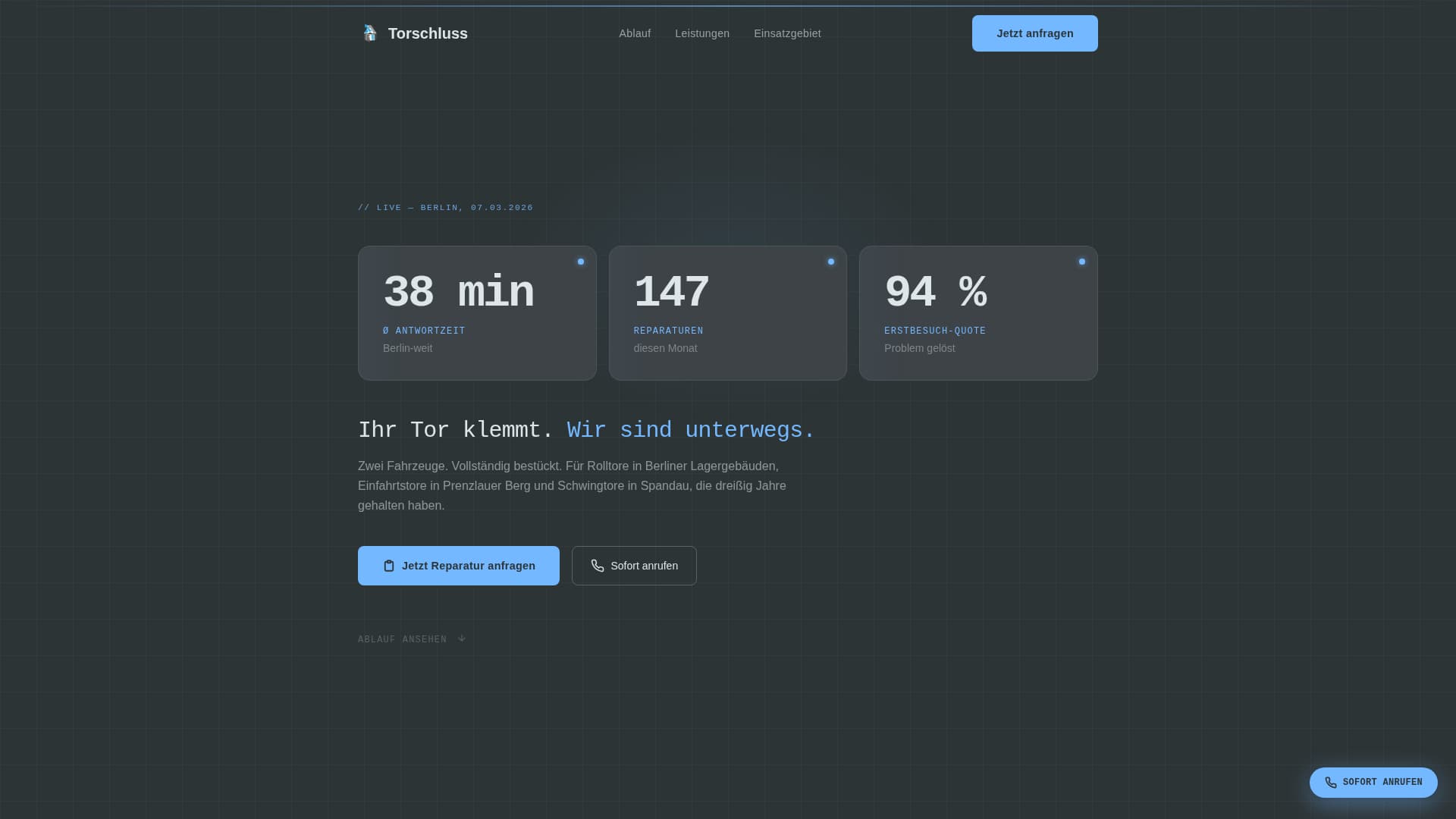 Torschluss - Reliable Garagedoor Landing Page Template