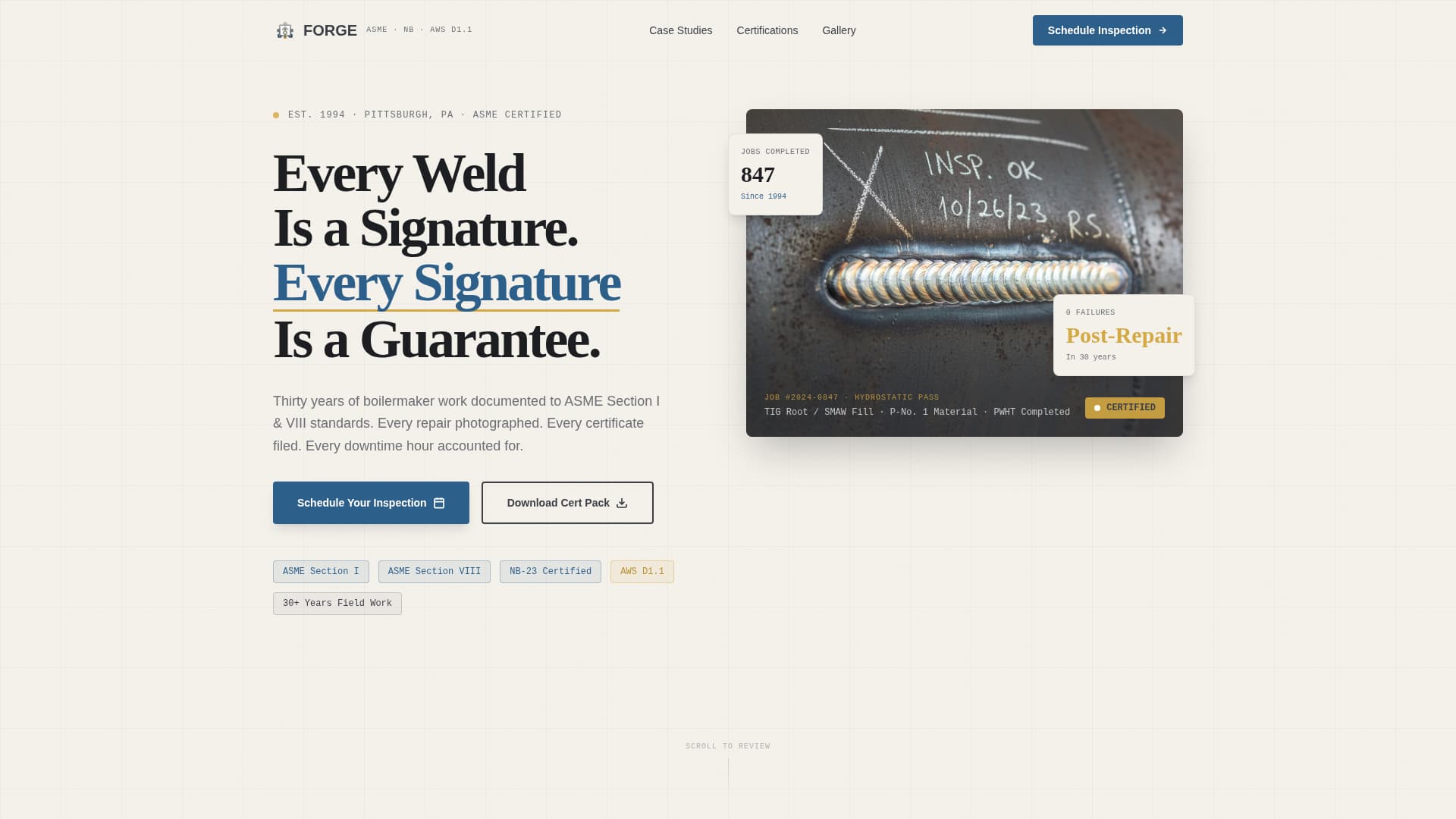 Forge - Certified Boilermaker Landing Page Template