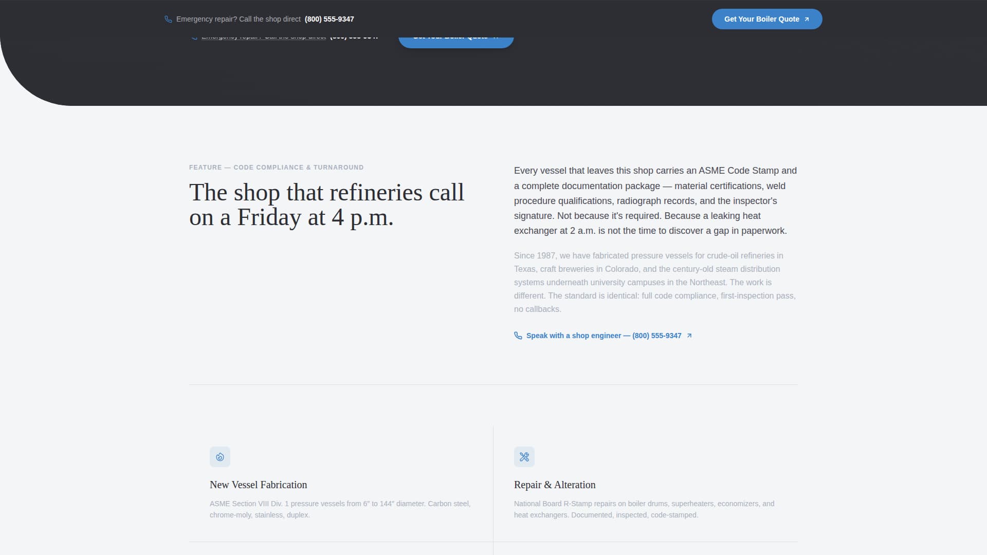 Weld - Trusted Boilermaker Landing Page Template