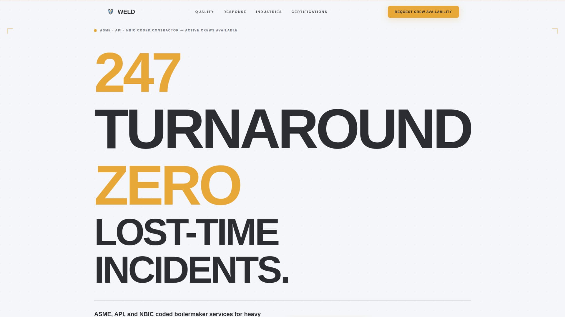 Weld - Certified Boilermaker Landing Page Template