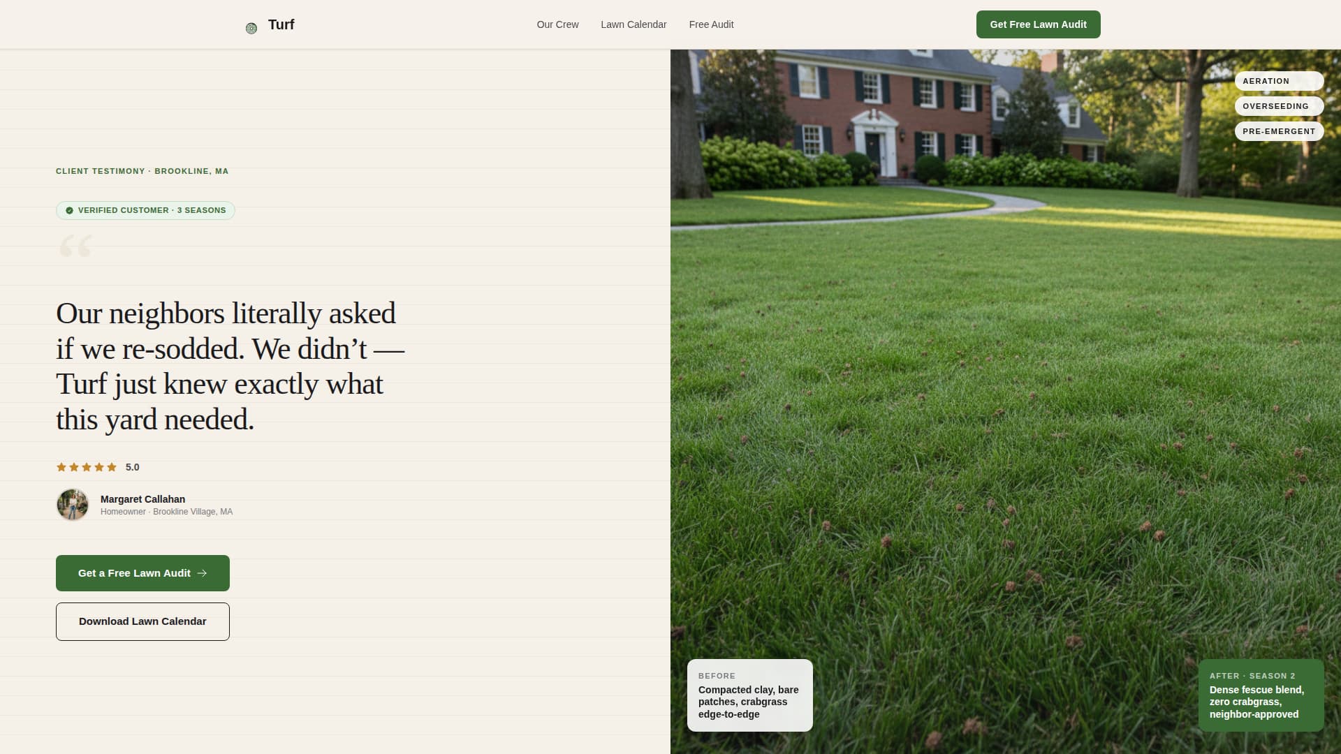 Turf - Authoritative Lawncare Landing Page Template