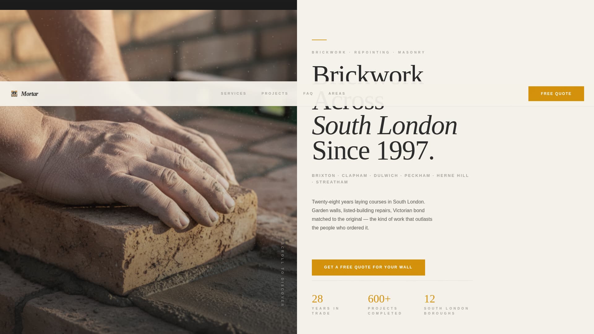 Bricklayer Business FAQ Website Template