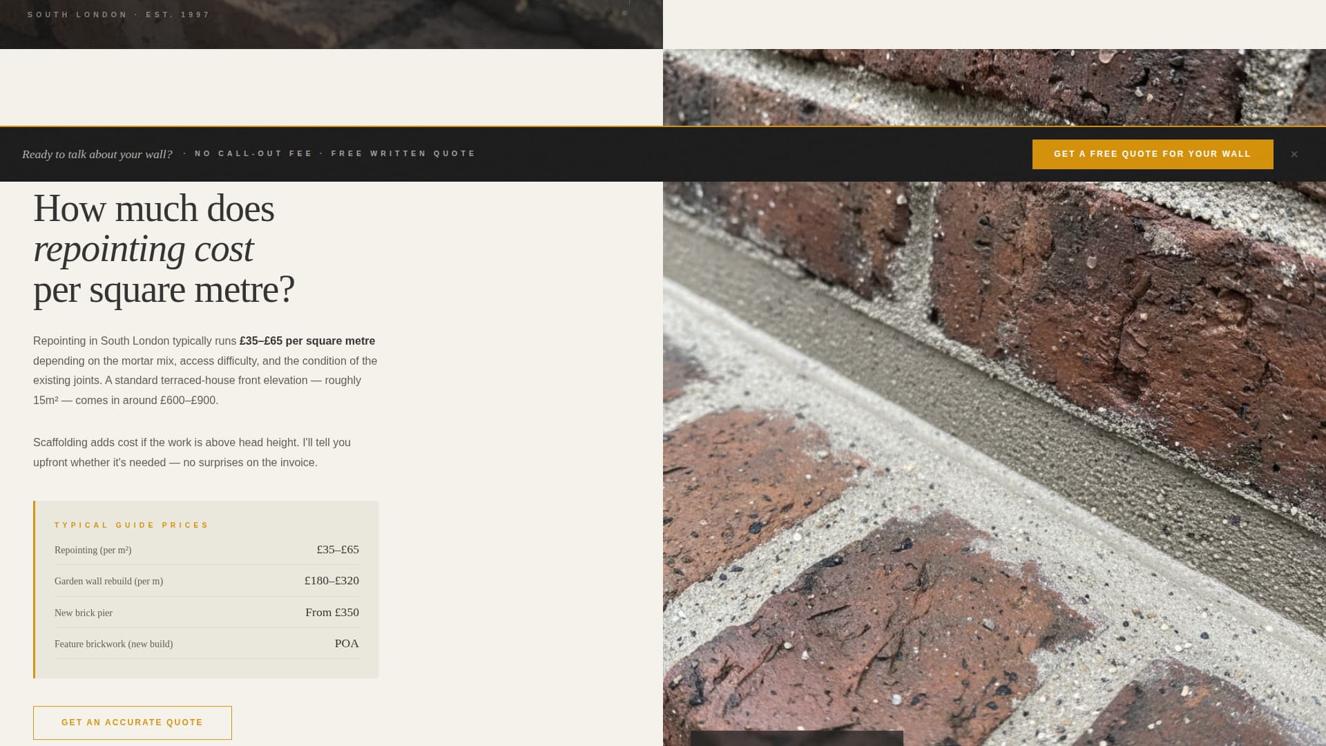 Bricklayer Business FAQ Website Template