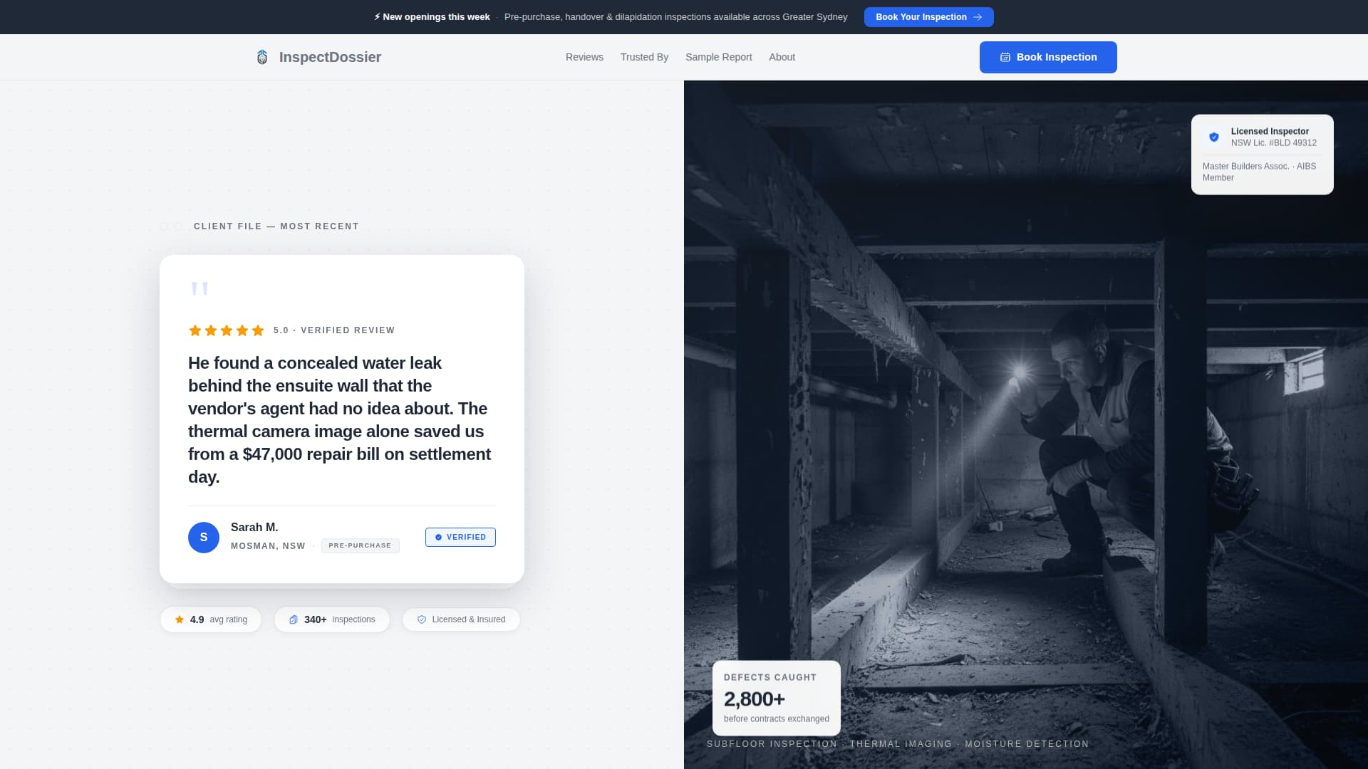 Inspect - Trusted Inspector Landing Page Template