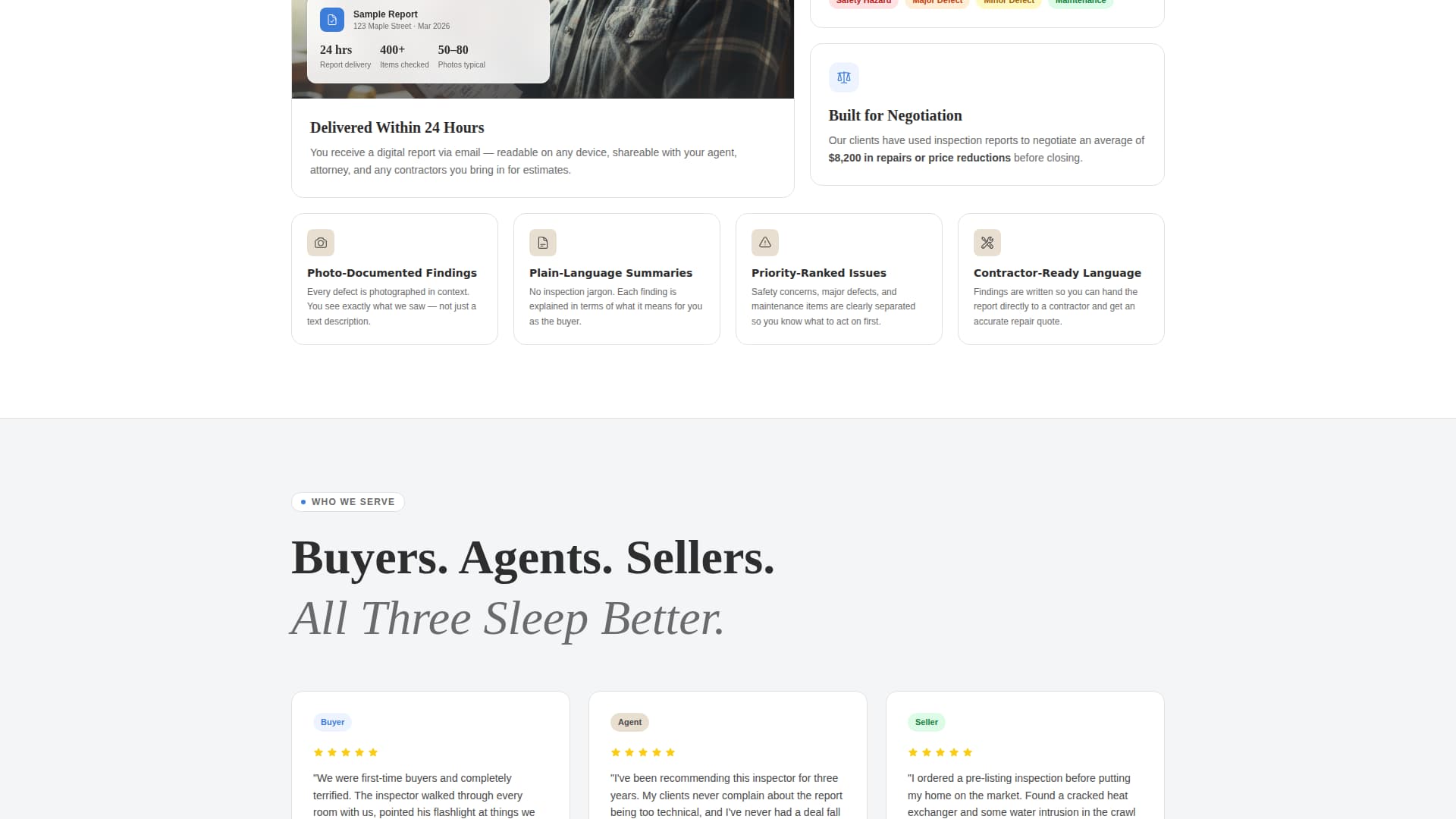Building Inspector Booking Website Template