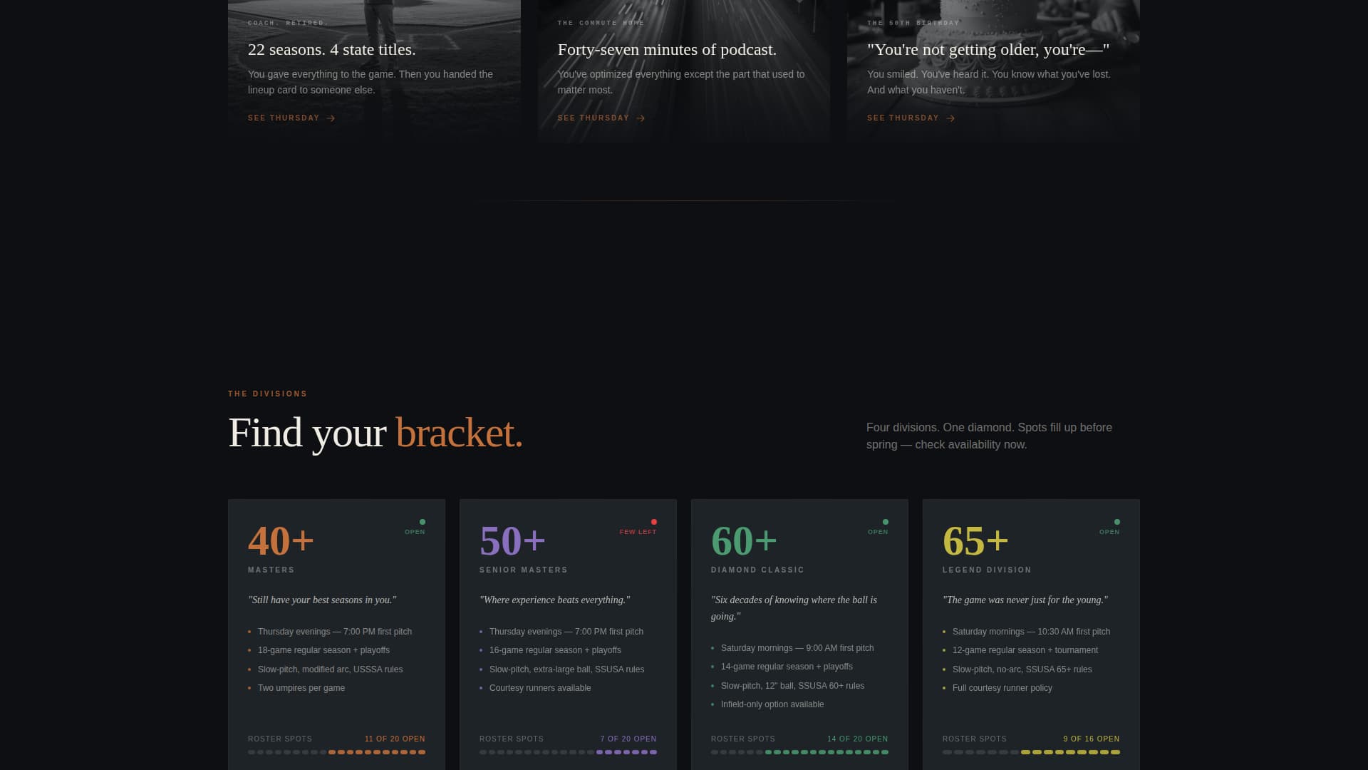 Diamond - Cinematic Senior League Landing Page Template