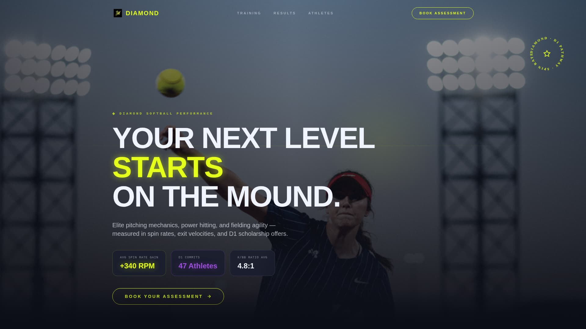 Diamond - Elite Softball Landing Page Template