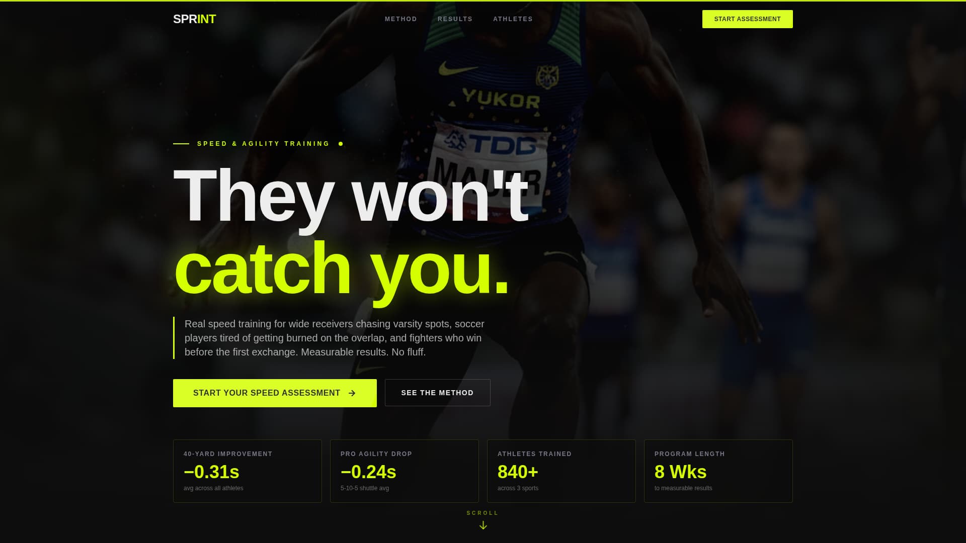 Sprint - Elite Speed & Agility Landing Page Template