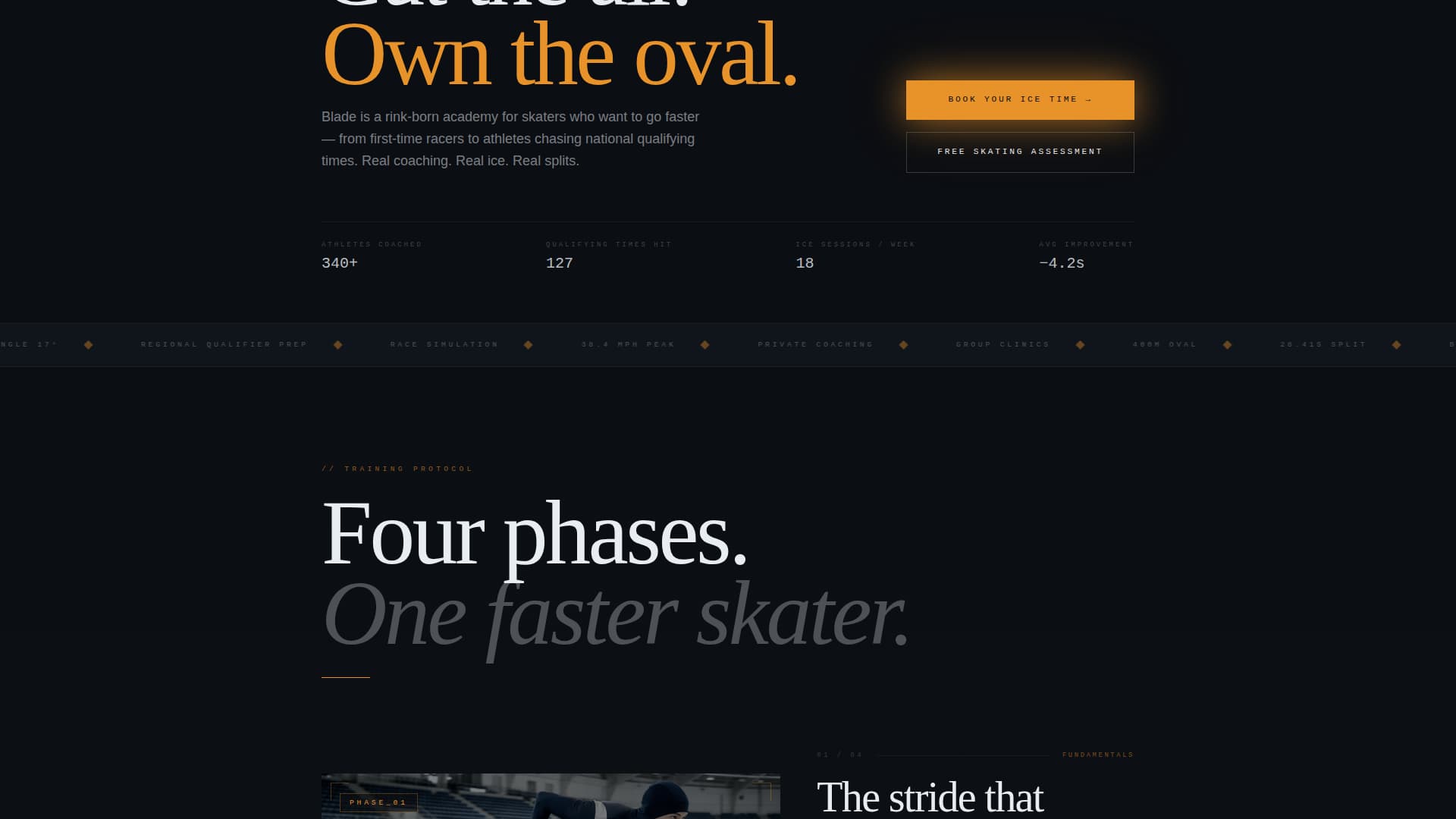 Glide — Supreme Short-Track Speed Skating Landing Page Template
