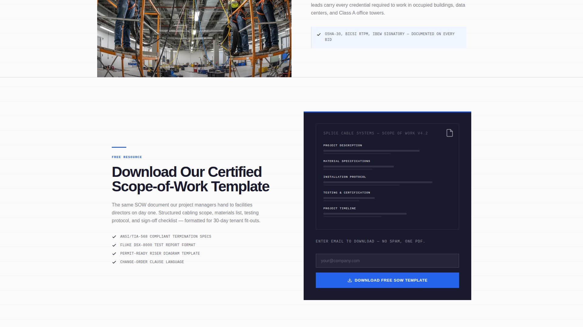 Cable Installer Business Specialist Professional Website Template