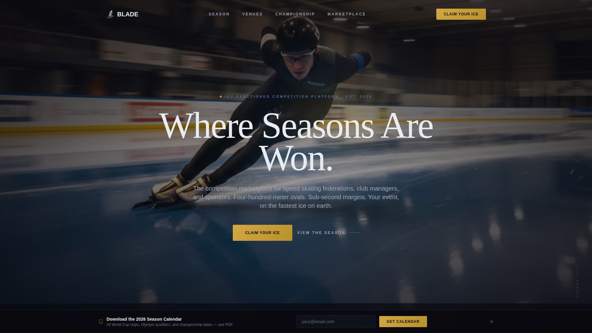 Glide — Cinematic Ice Sports Landing Page Template