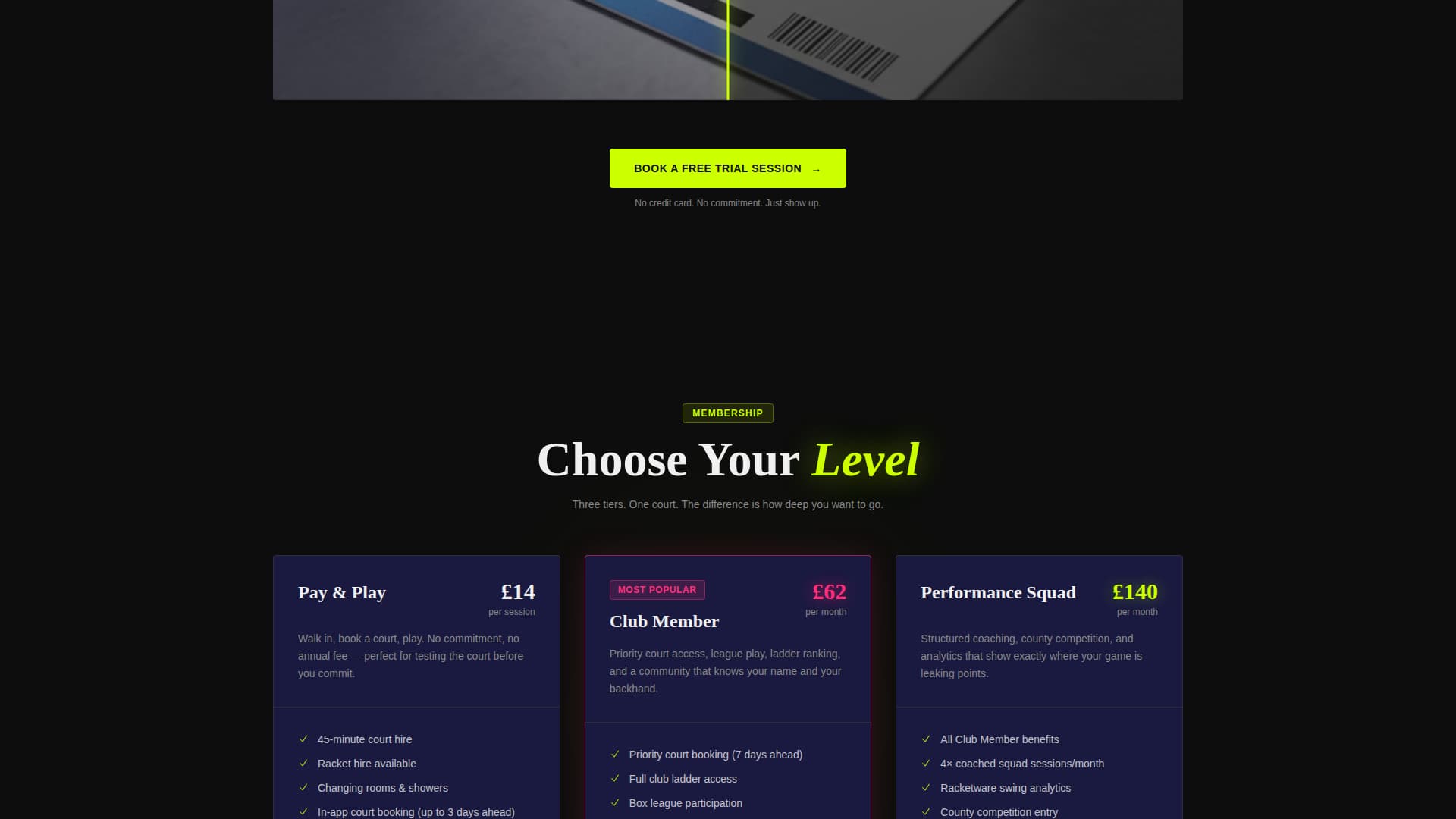 Racket - Electrifying Squash Landing Page Template