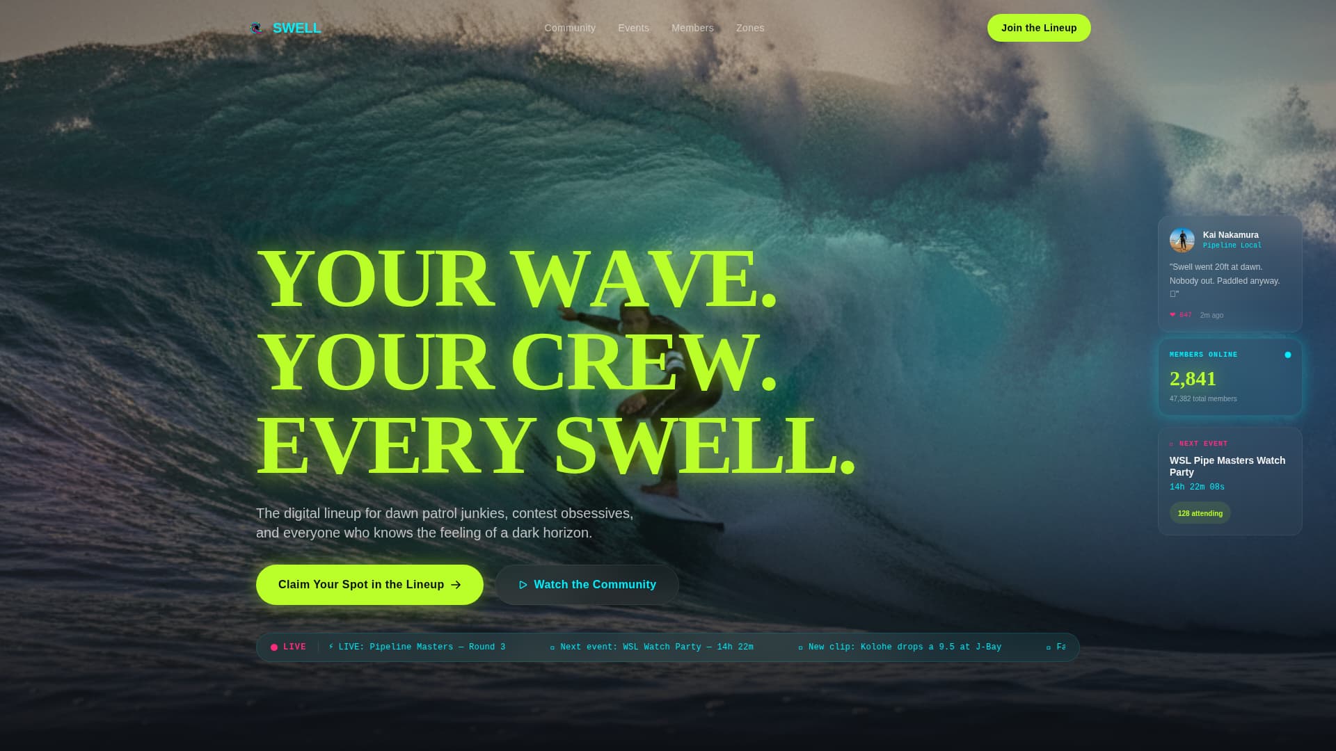 Swell - Electric Surfing Landing Page Template