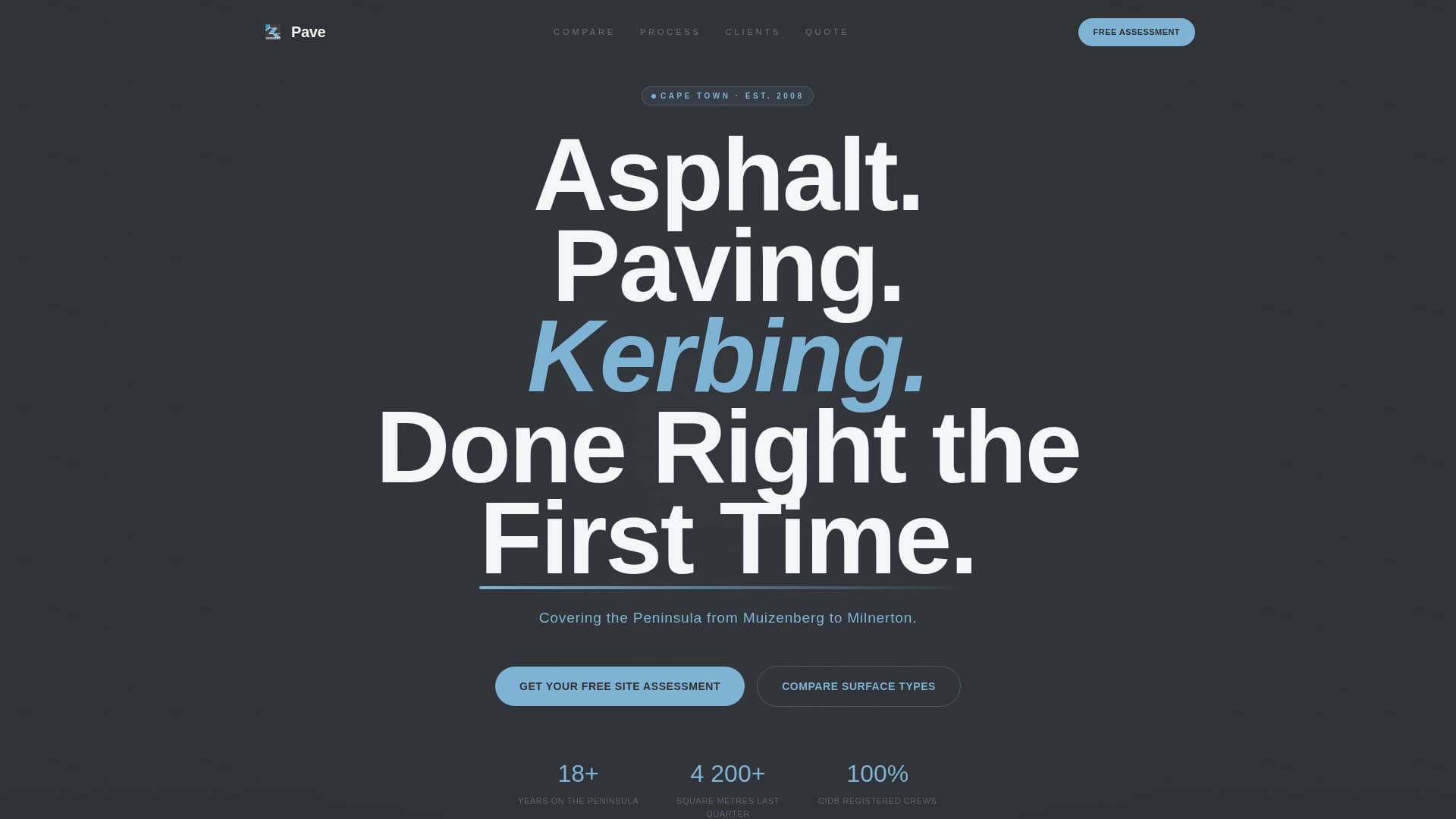 Pave - Seamless Asphalt Landing Page Template