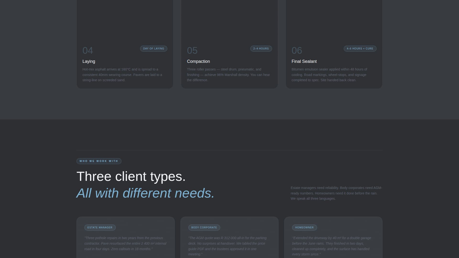 Pave - Seamless Asphalt Landing Page Template