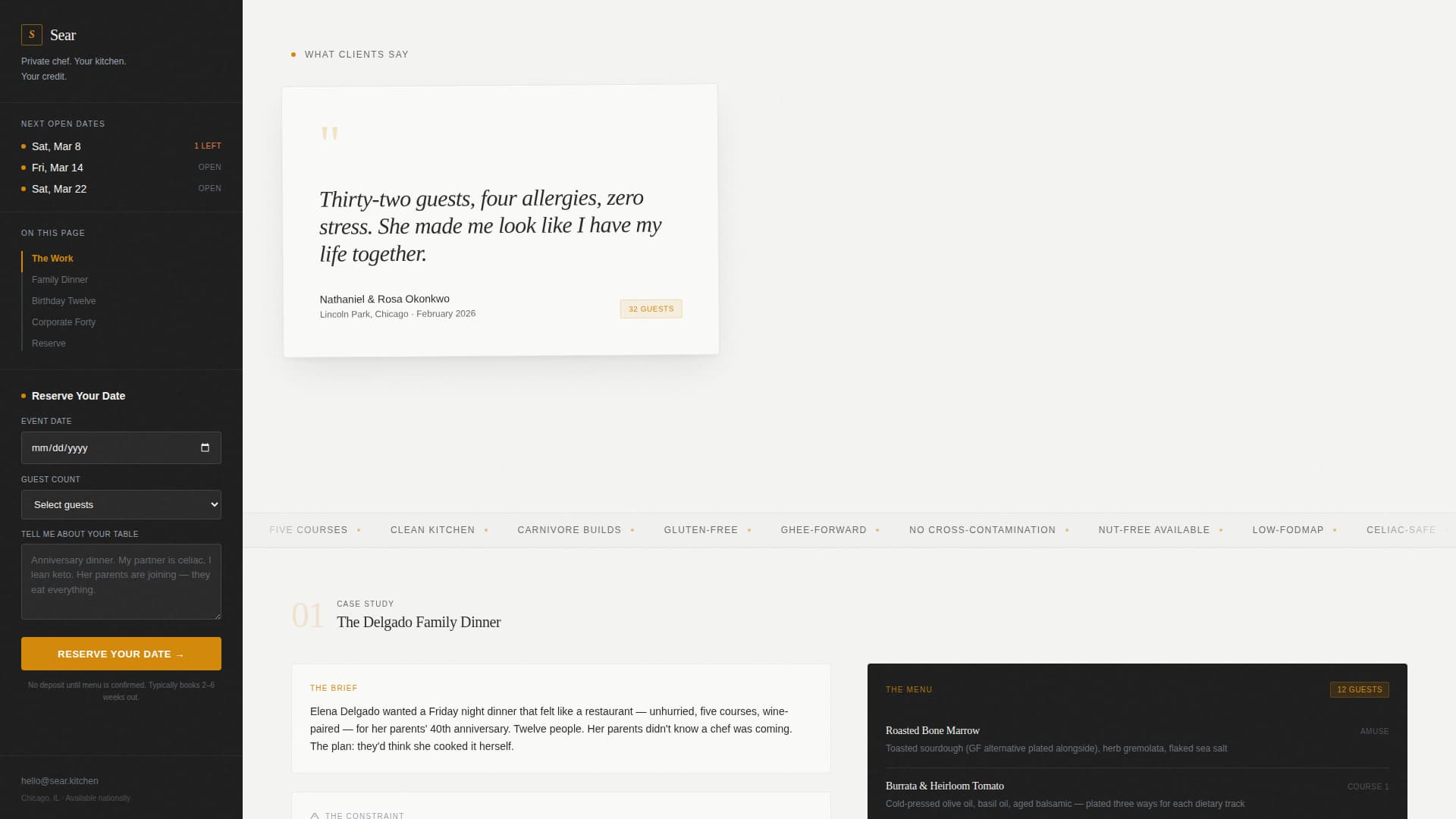 Sear - Precision Chef Landing Page Template