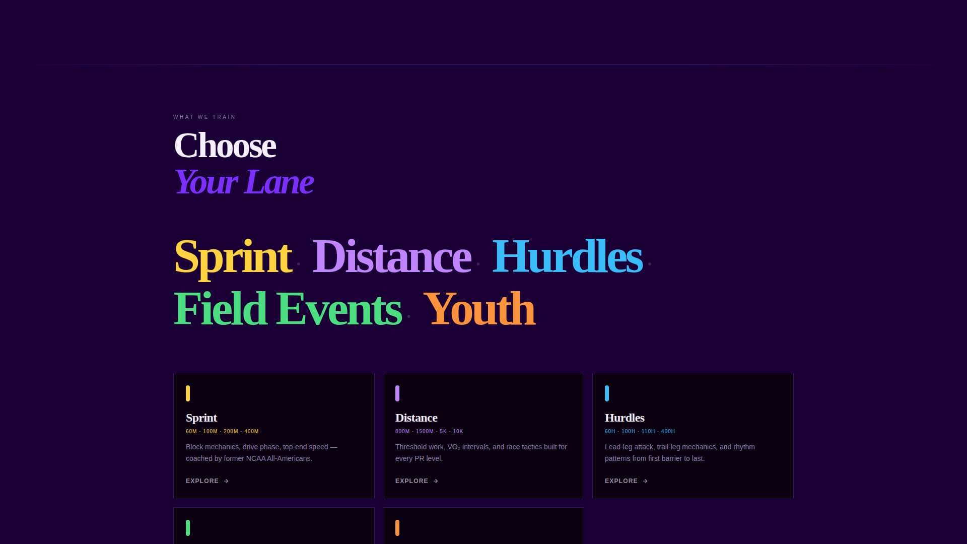 Stride - Electric Track & Field Landing Page Template