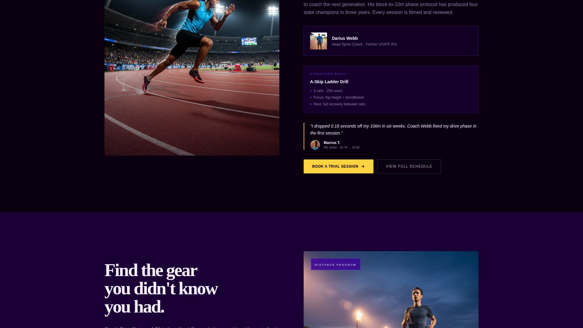 Stride - Electric Track & Field Landing Page Template