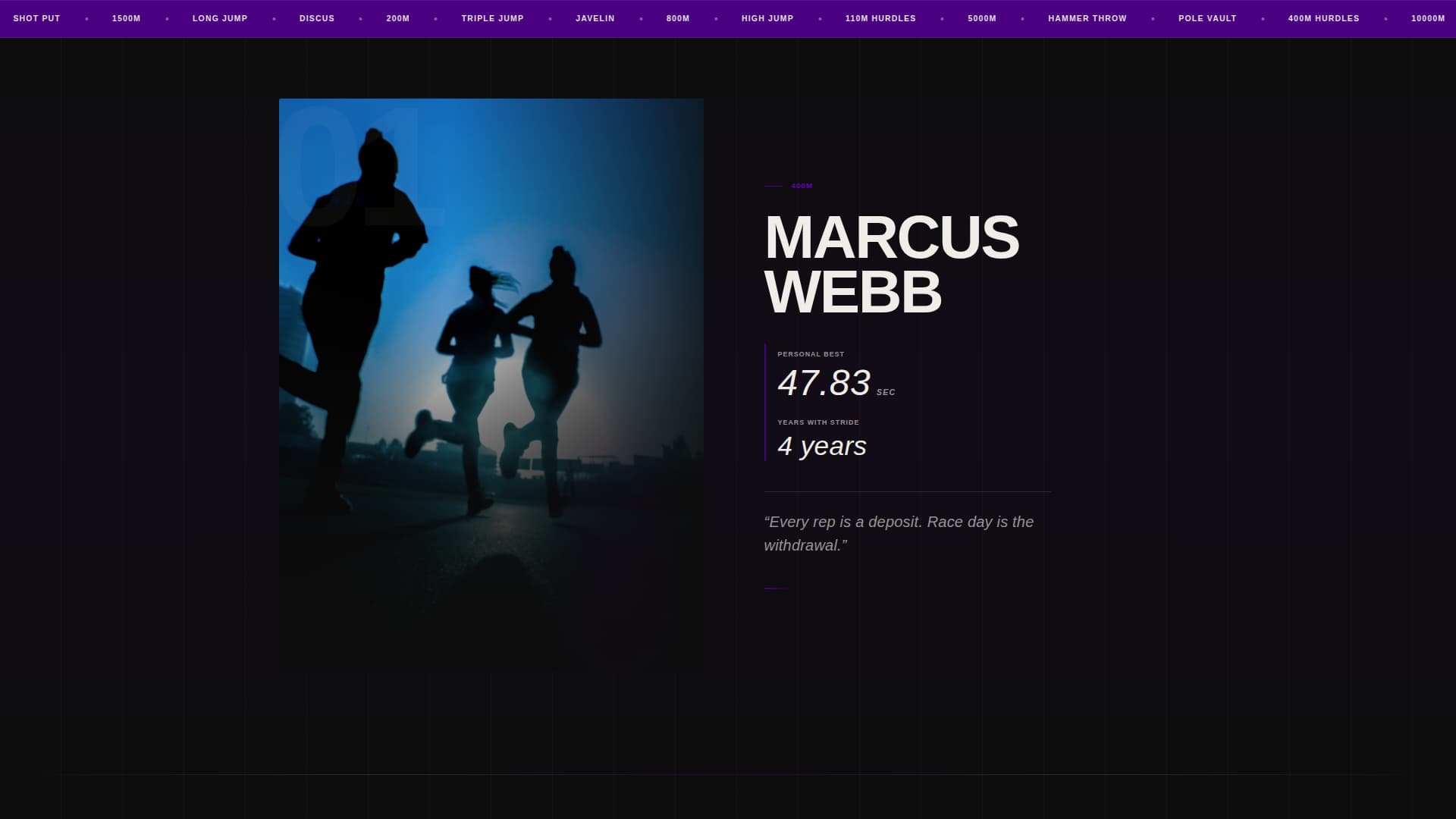 Stride - Electric Track Landing Page Template